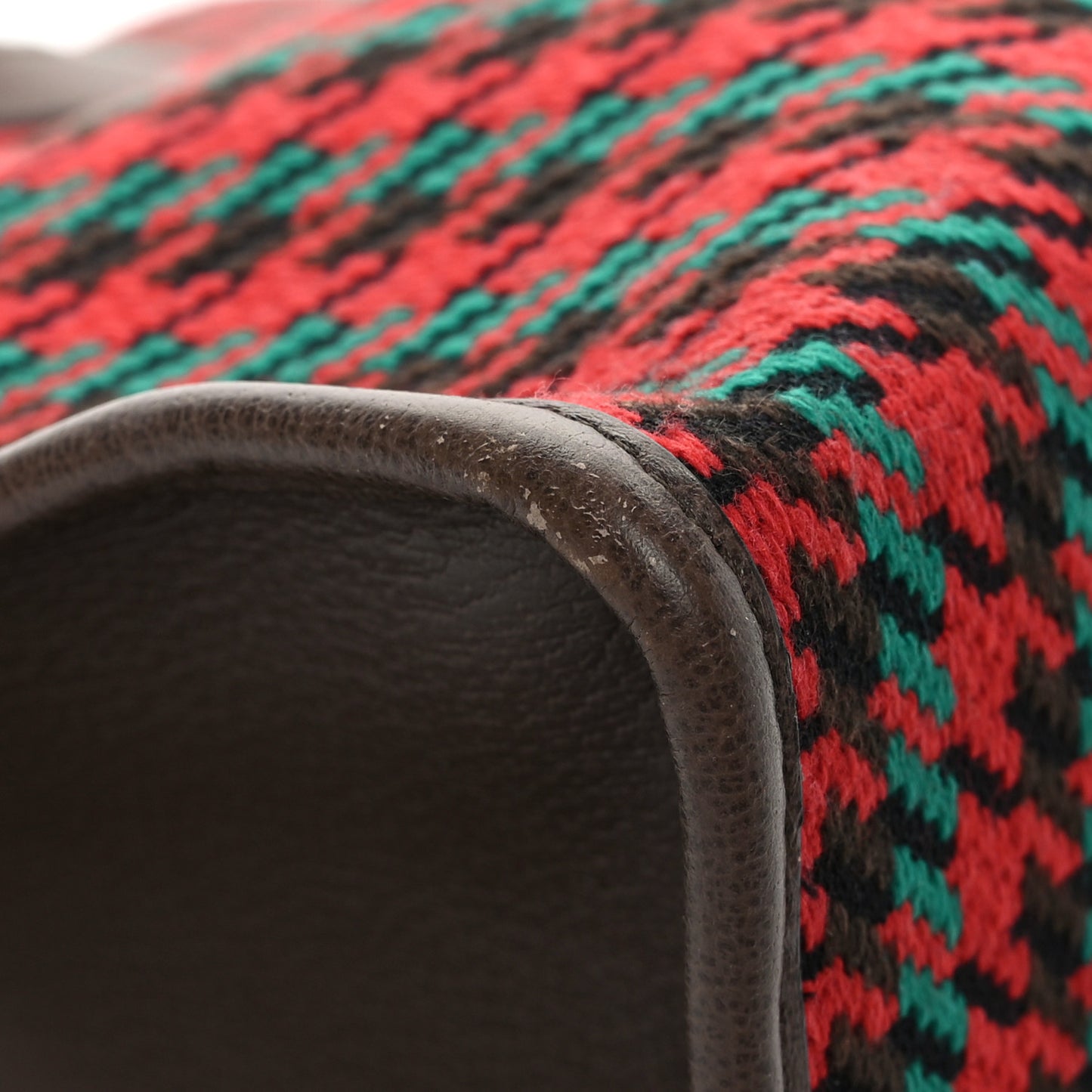 Cotton Wool Textured Calfskin Houndstooth Woven Large Interlocking G Tote Red Green Ivory Multicolor New Acero