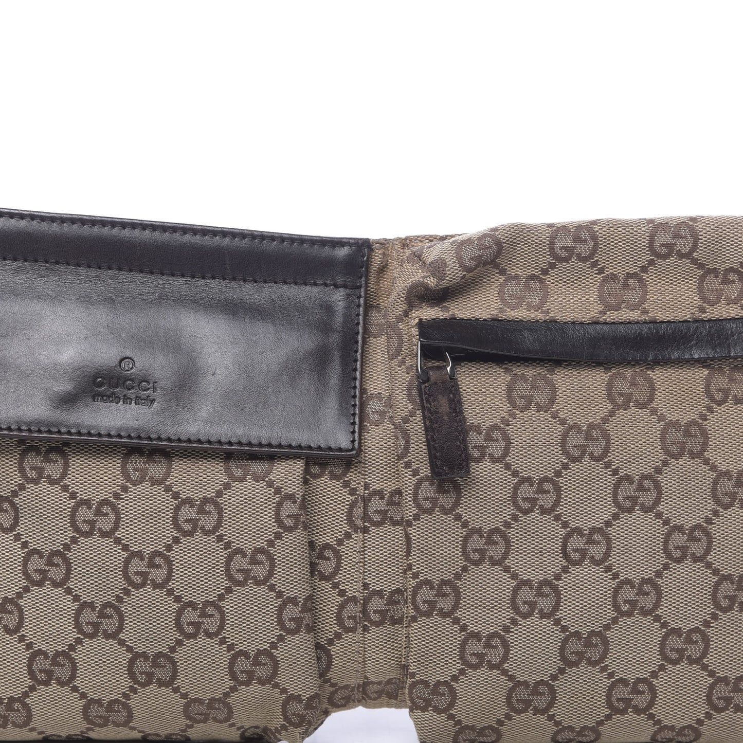 GG Monogram Double Pocket Belt Bag Dark Brown