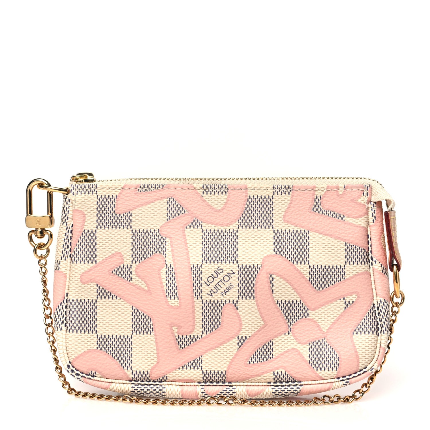 LOUISVUITTONバンドー、ベージュピンク、掠れロゴ模様 Louis Vuitton Damier Azur Tahitienne Mini Pochette Accessories