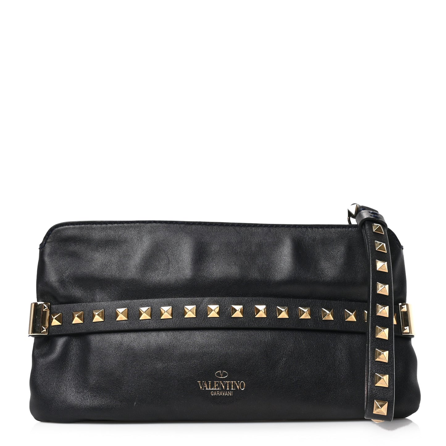 Nappa Rockstud Wristlet Clutch Black