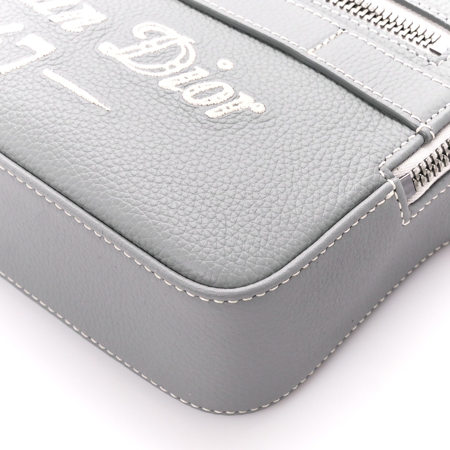 Christian Dior X BIRKENSTOCK Grained Calfskin Embroidered Safari Messenger Grey White 10 of 10