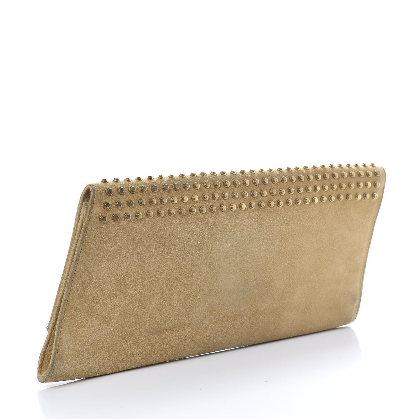 Suede Studded Diagonal Clutch Beige