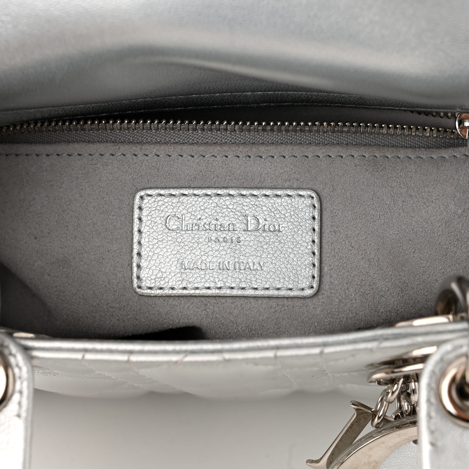 Christian Dior Iridescent Metallic Lambskin Cannage Small My ABCDior Lady Dior Silver 6 of 14