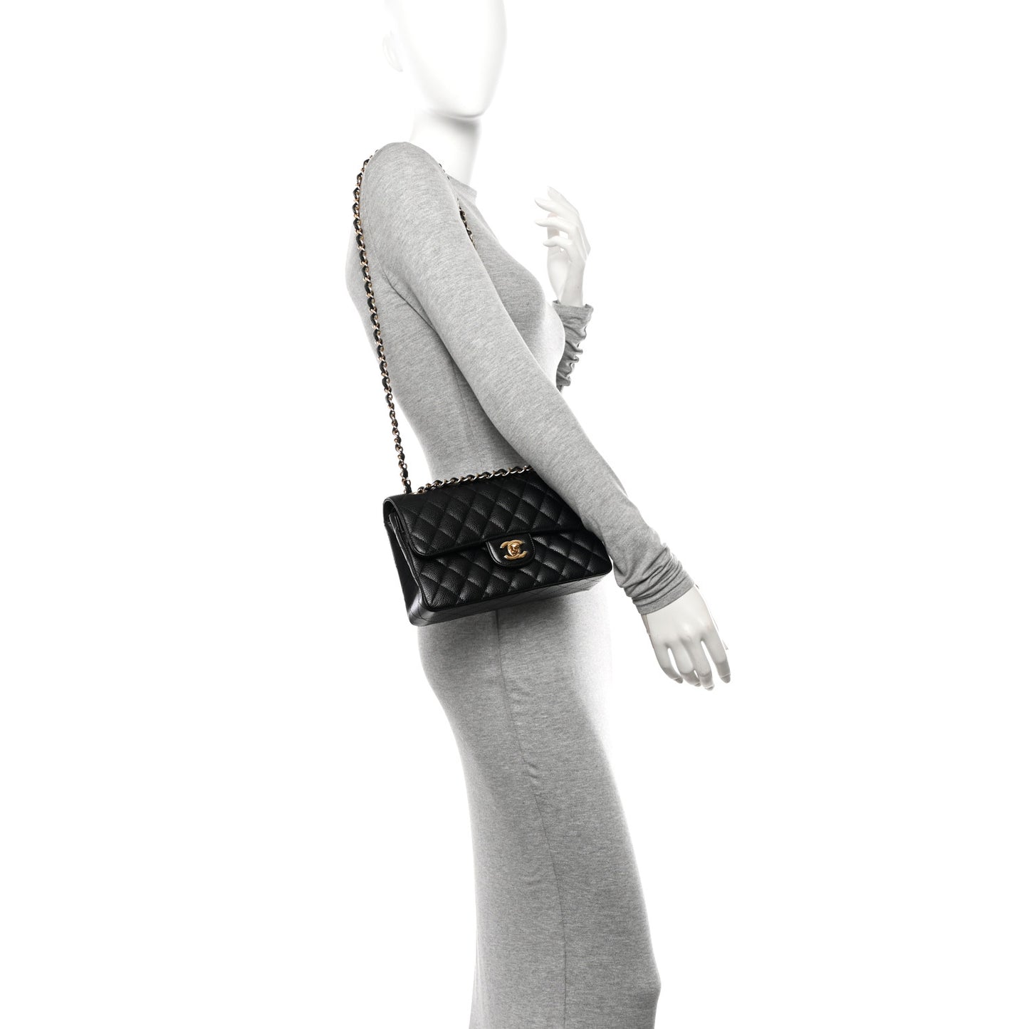 Caviar Quilted Small Double Flap Black