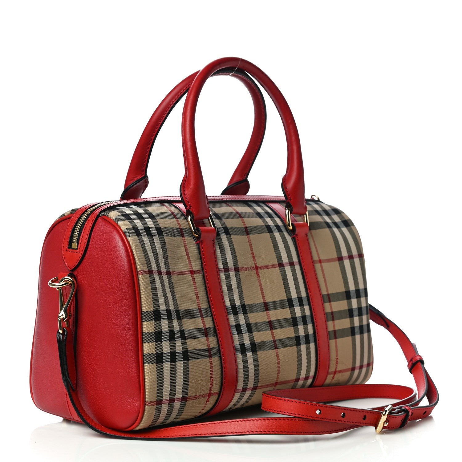 Burberry Horseferry Check Medium Alchester Bowling Bag Red 3 of 10