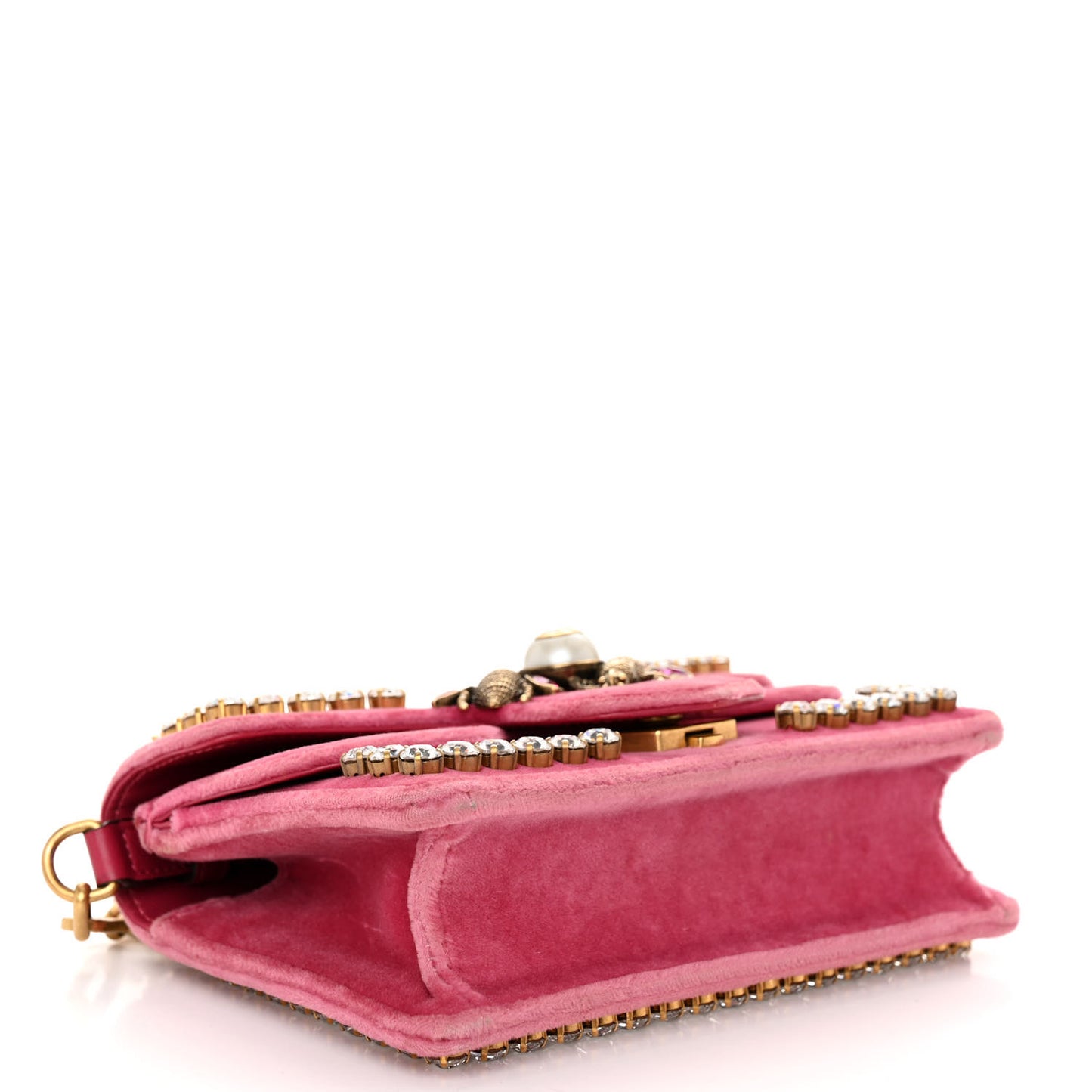 Velvet Crystal Mini Bee Broadway Shoulder Bag Light Raspberry Rose