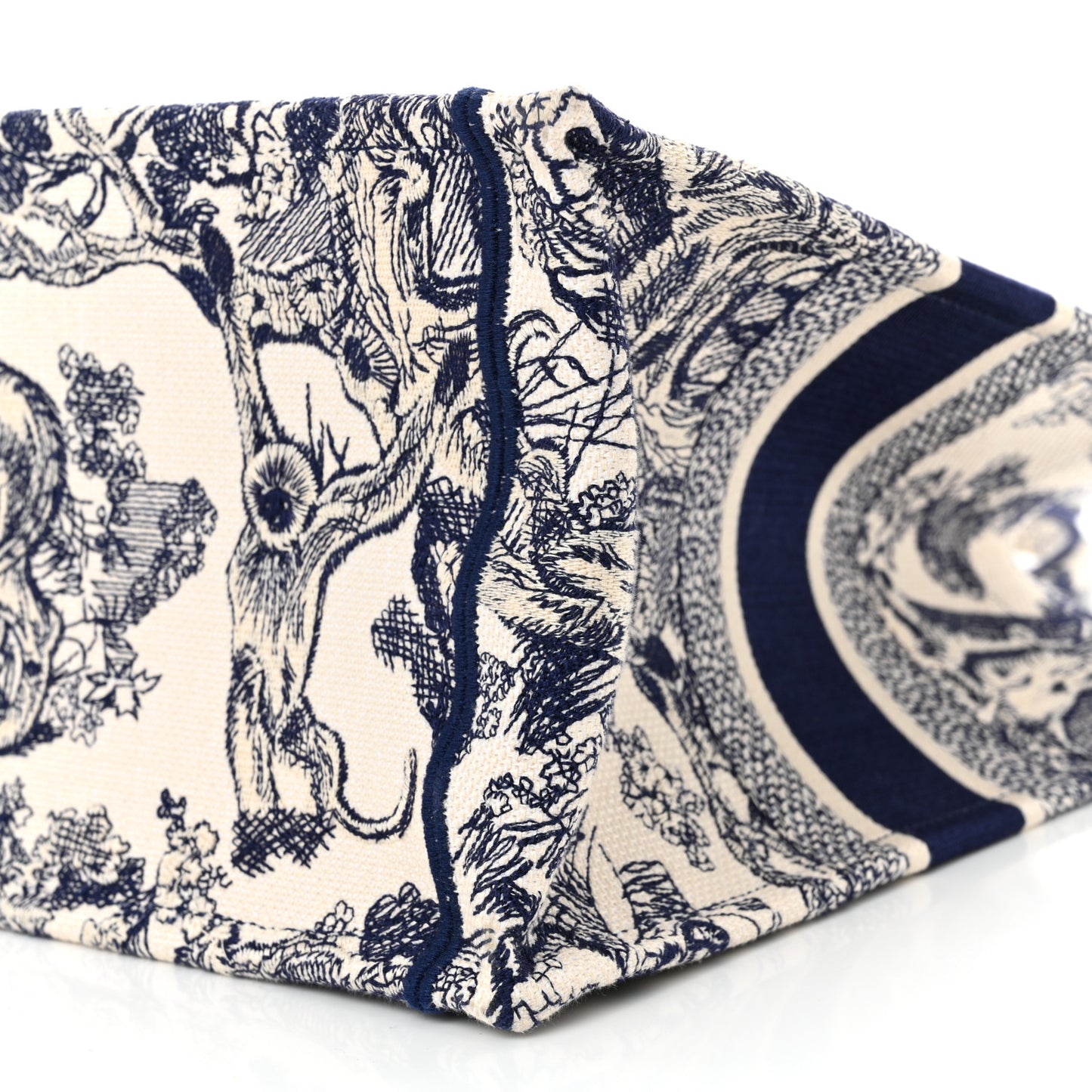 Canvas Embroidered Medium Dioriviera Toile De Jouy Reverse Book Tote Blue
