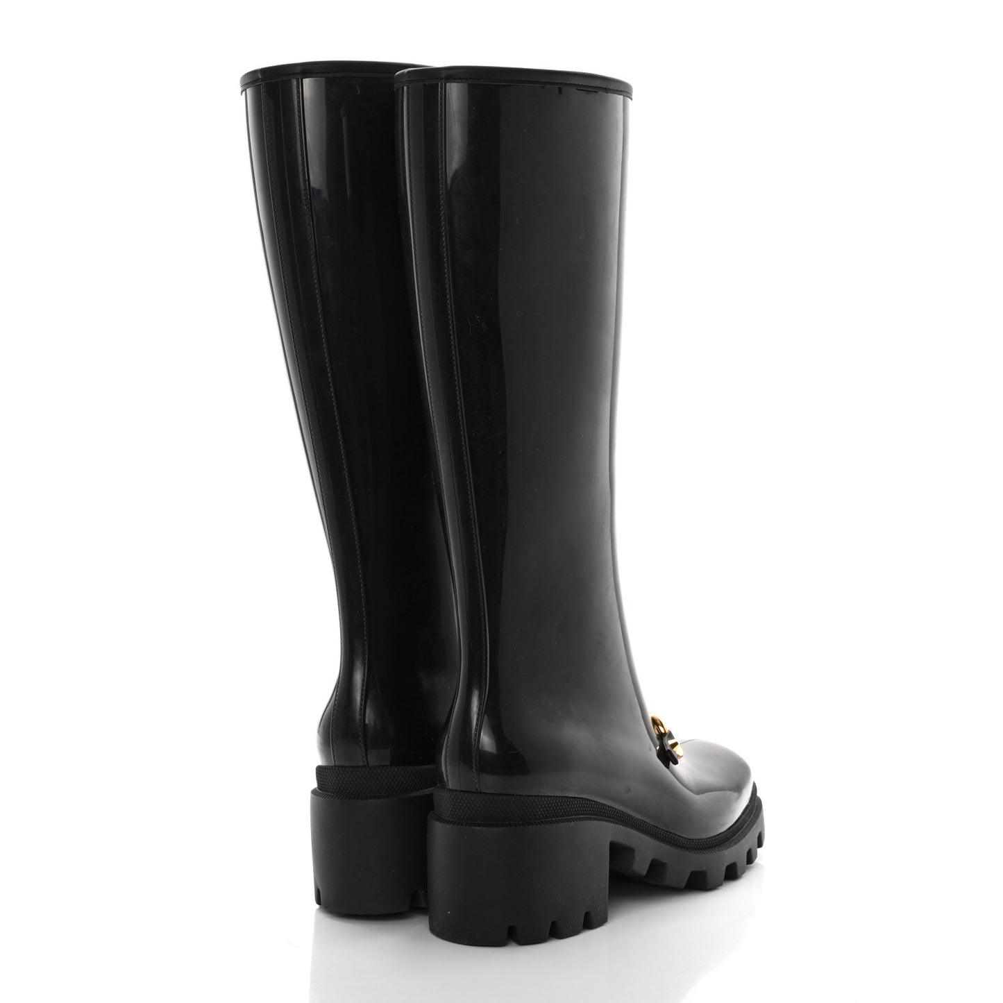 Rubber Horsebit Knee High Boots 41 Black