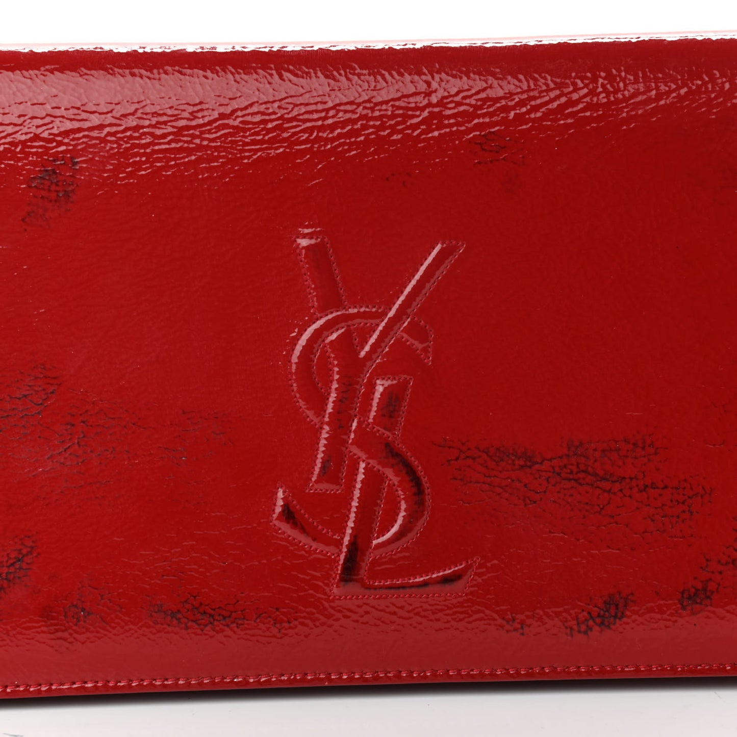 Textured Patent Monogram Large Belle De Jour Clutch Red