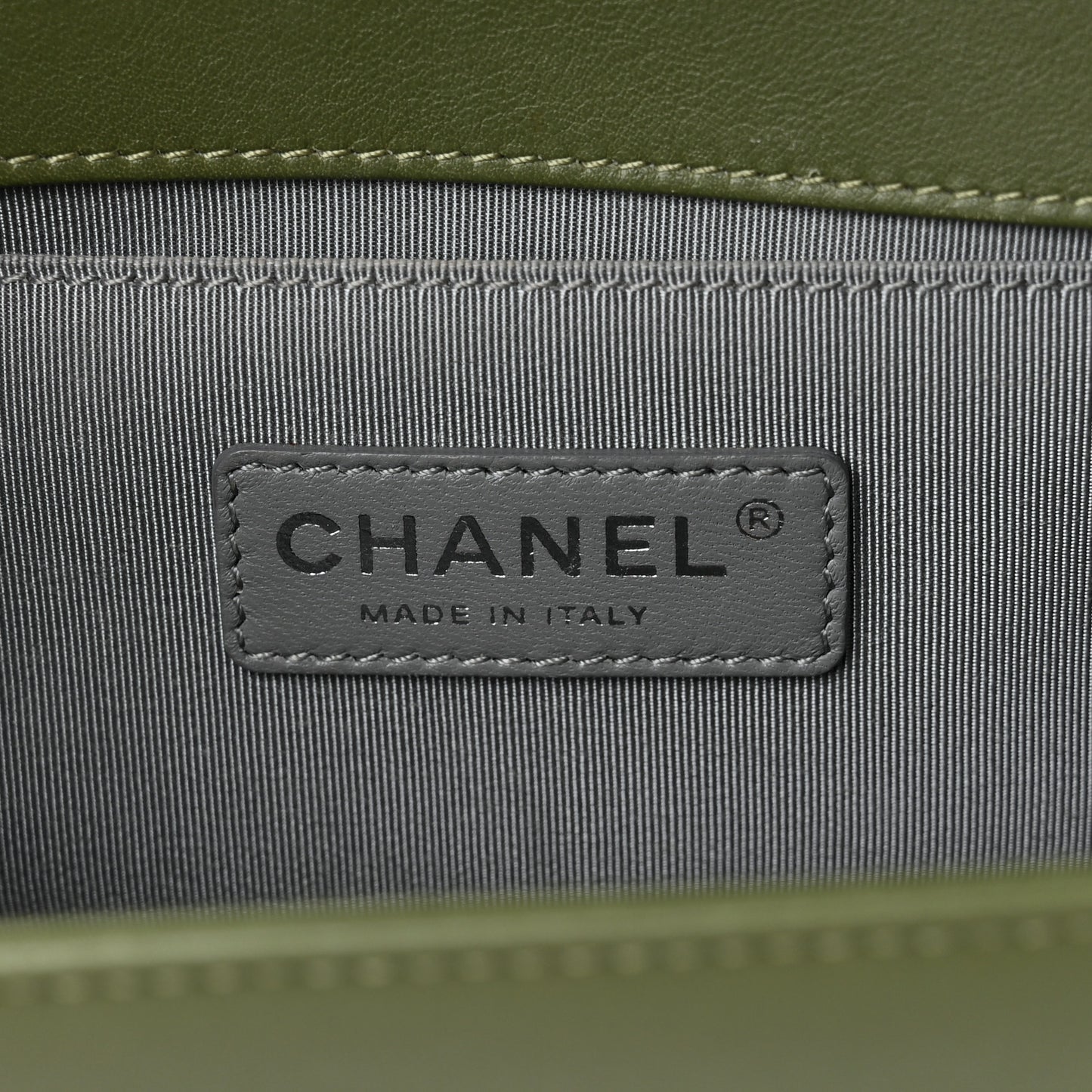 Calfskin Chevron Quilted Medium Boy Flap Dark Green