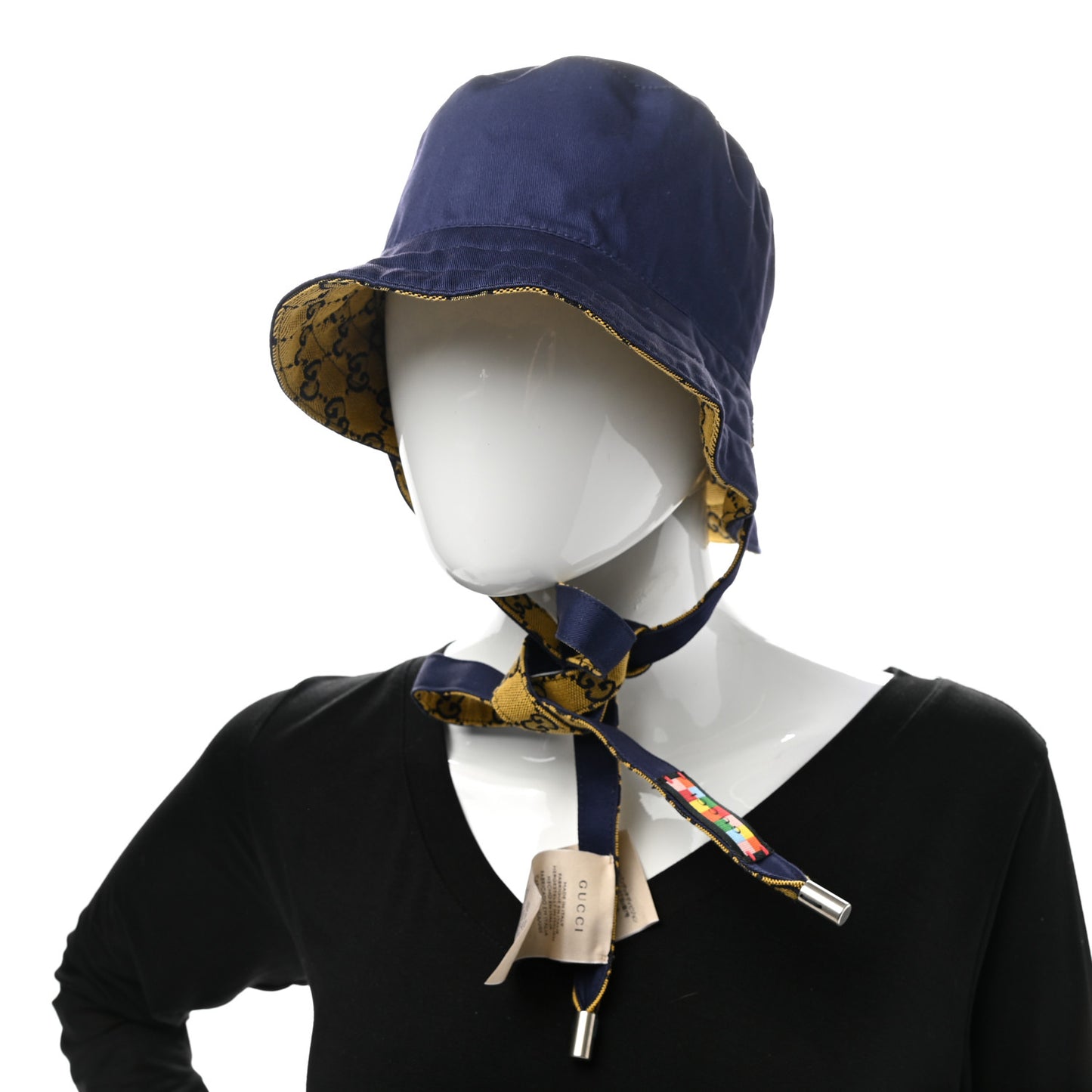 Monogram Multicolor Reversible Self-Tie Bucket Hat XL Yellow Blue