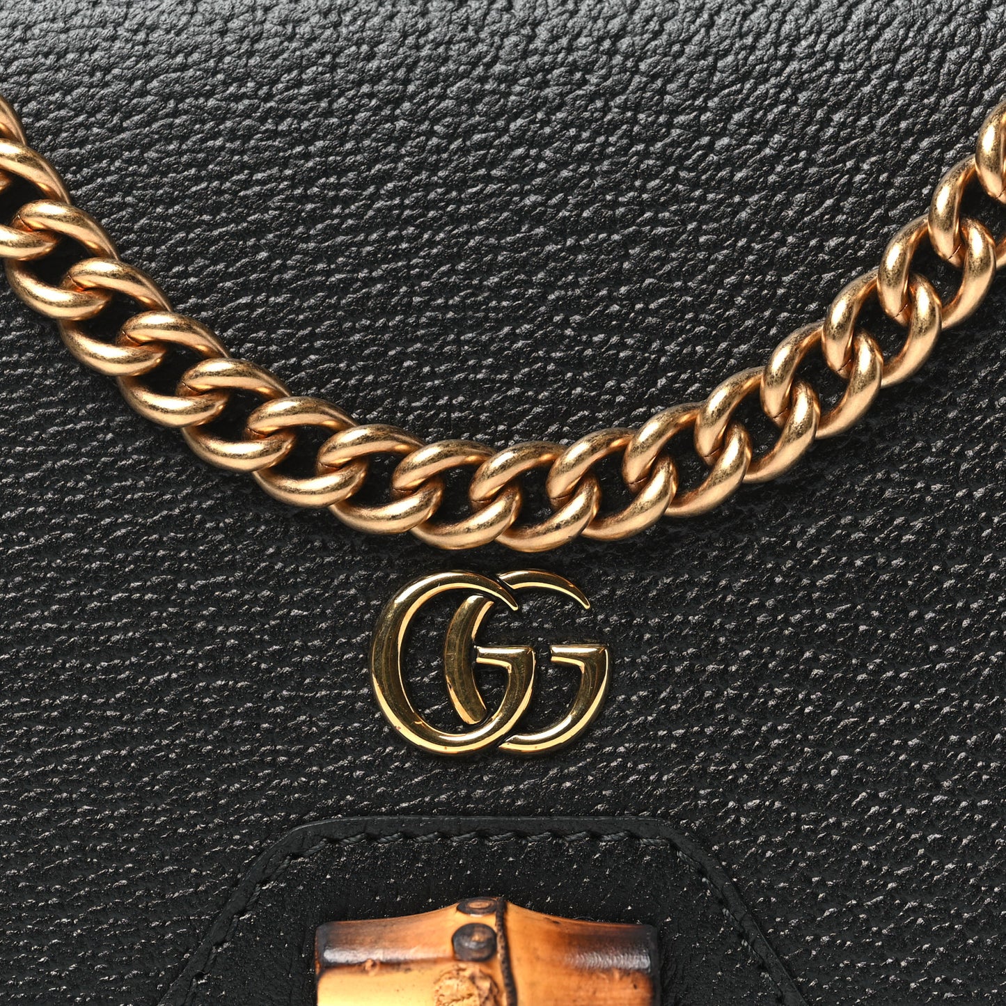 Textured Dollar Calfskin Mini Diana Chain Bag Black