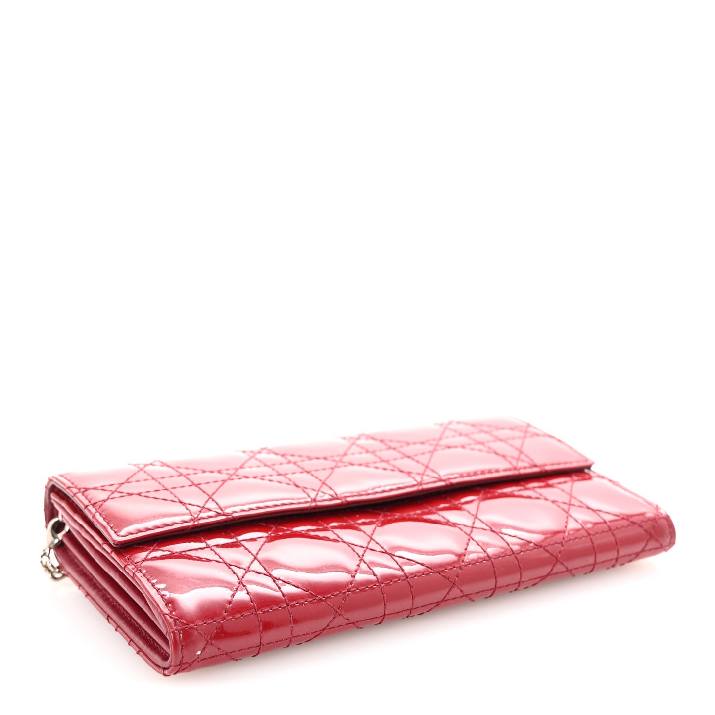 Patent Cannage Lady Dior Rendezvous Wallet On Chain Red