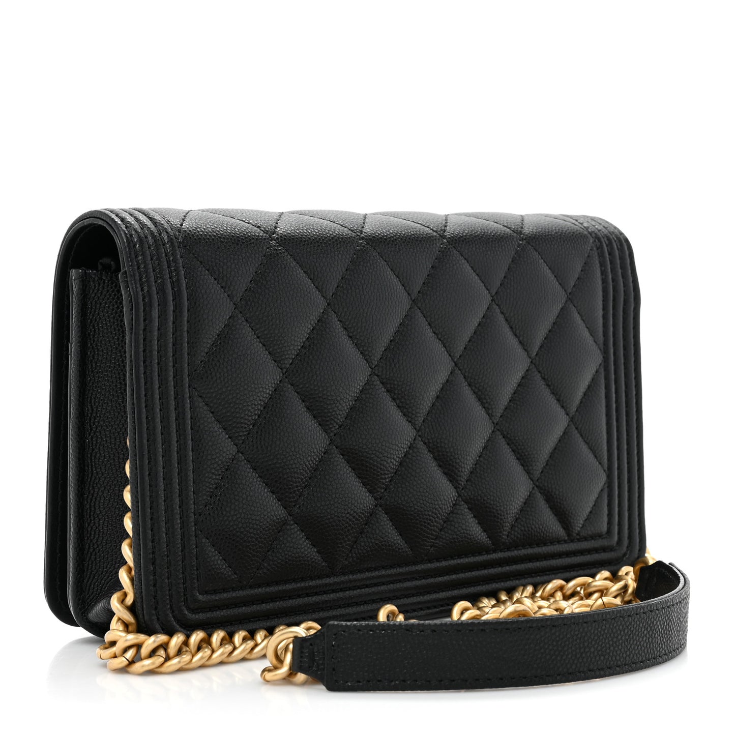 Caviar Quilted Boy Wallet On Chain WOC Black