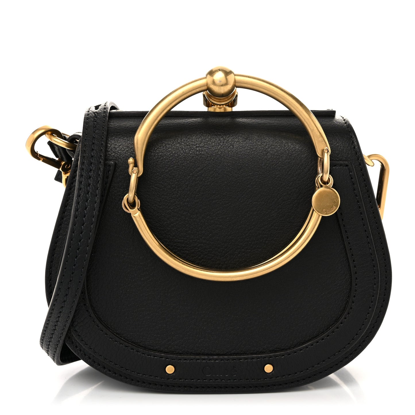 Calfskin Suede Small Nile Bracelet Bag Black