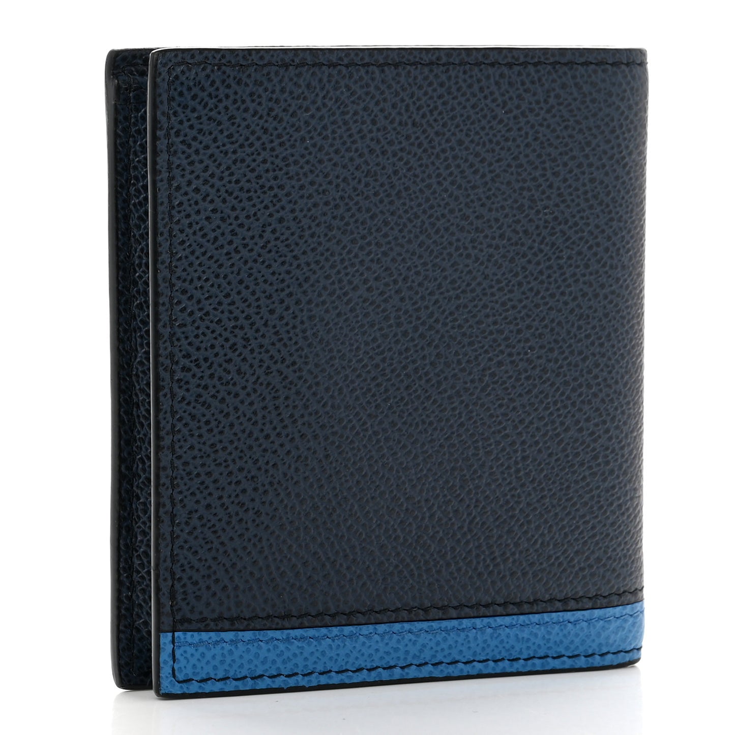 Vitello Micro Grain Bi-Color Bi-Fold Wallet Baltico Mare