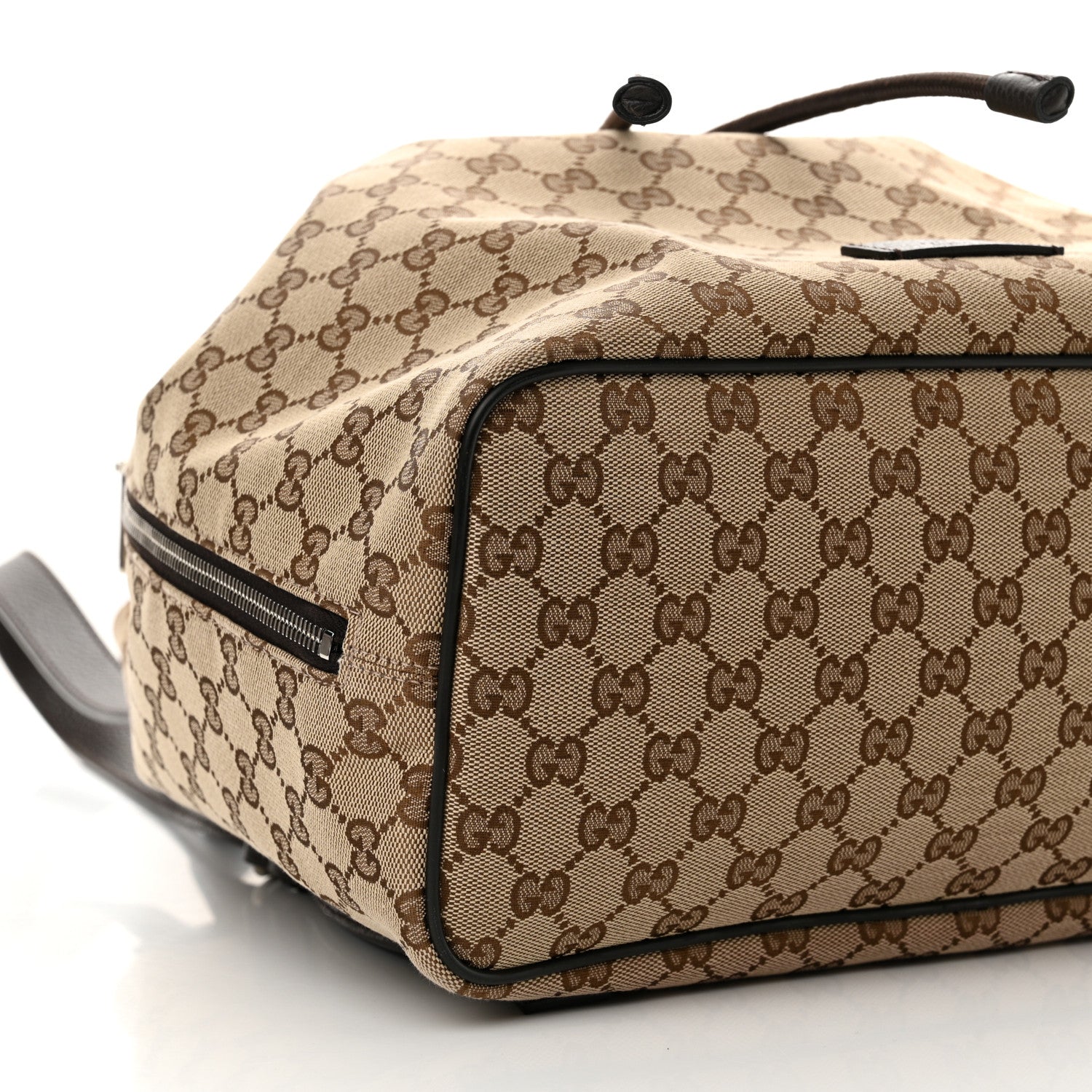 Gucci Monogram Dollar Calfskin O Drawstring Backpack Beige Ebony Testa di Moro Dark Chocolate 8 of 11