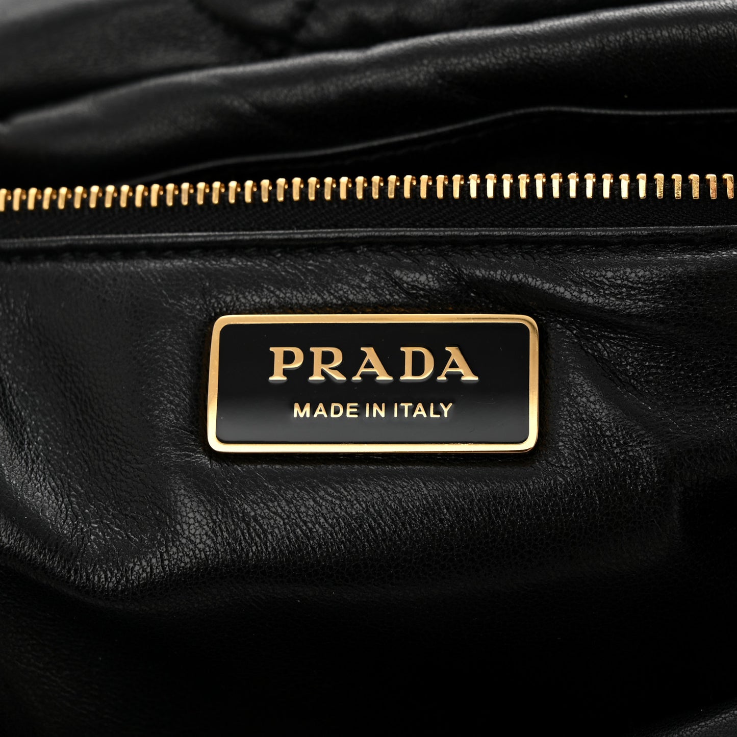 Nappa Soft Padded Logo Embossed Triangle Quilted Shoulder Bag Black