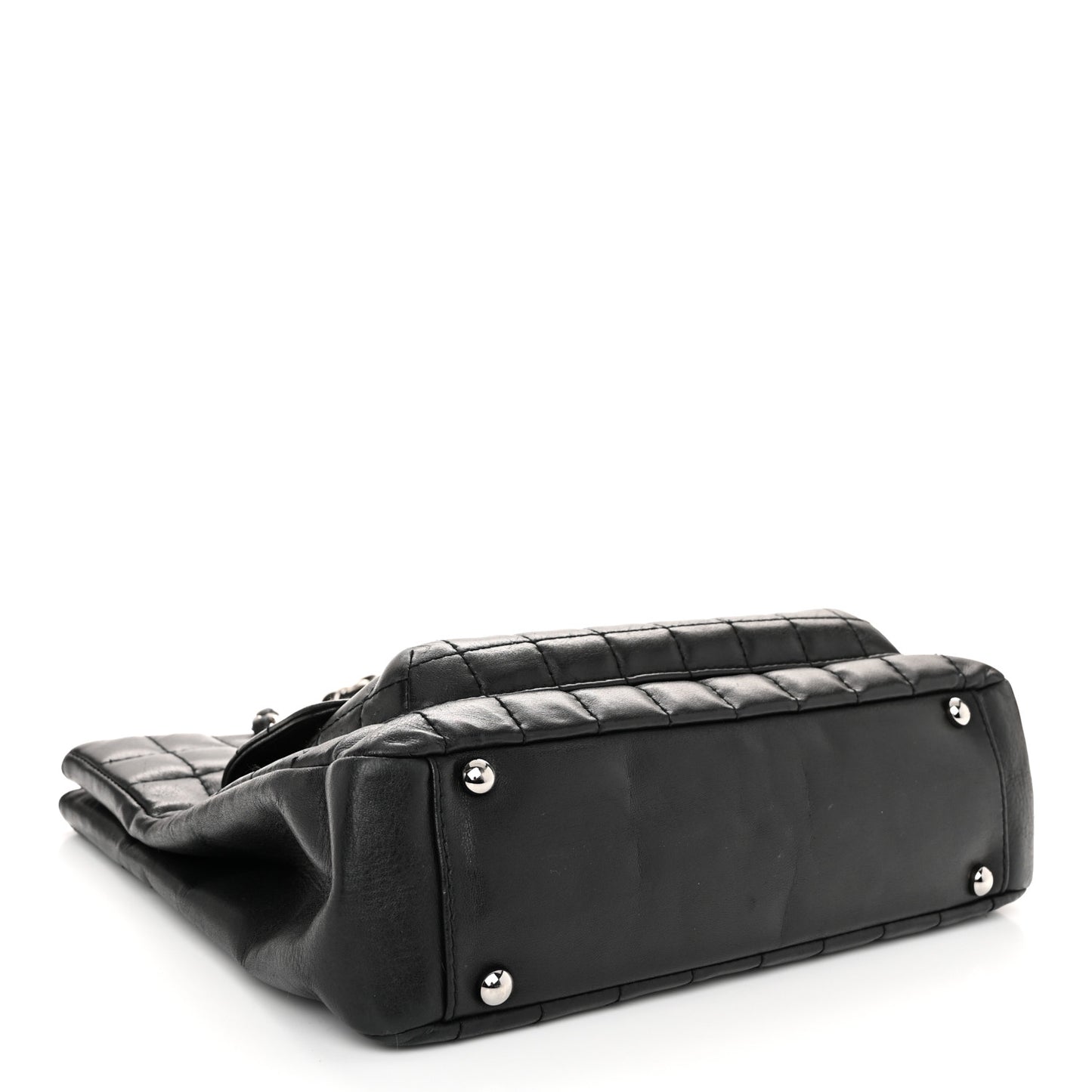 Lambskin Quilted Chocolate Bar Mademoiselle Shoulder Bag Black