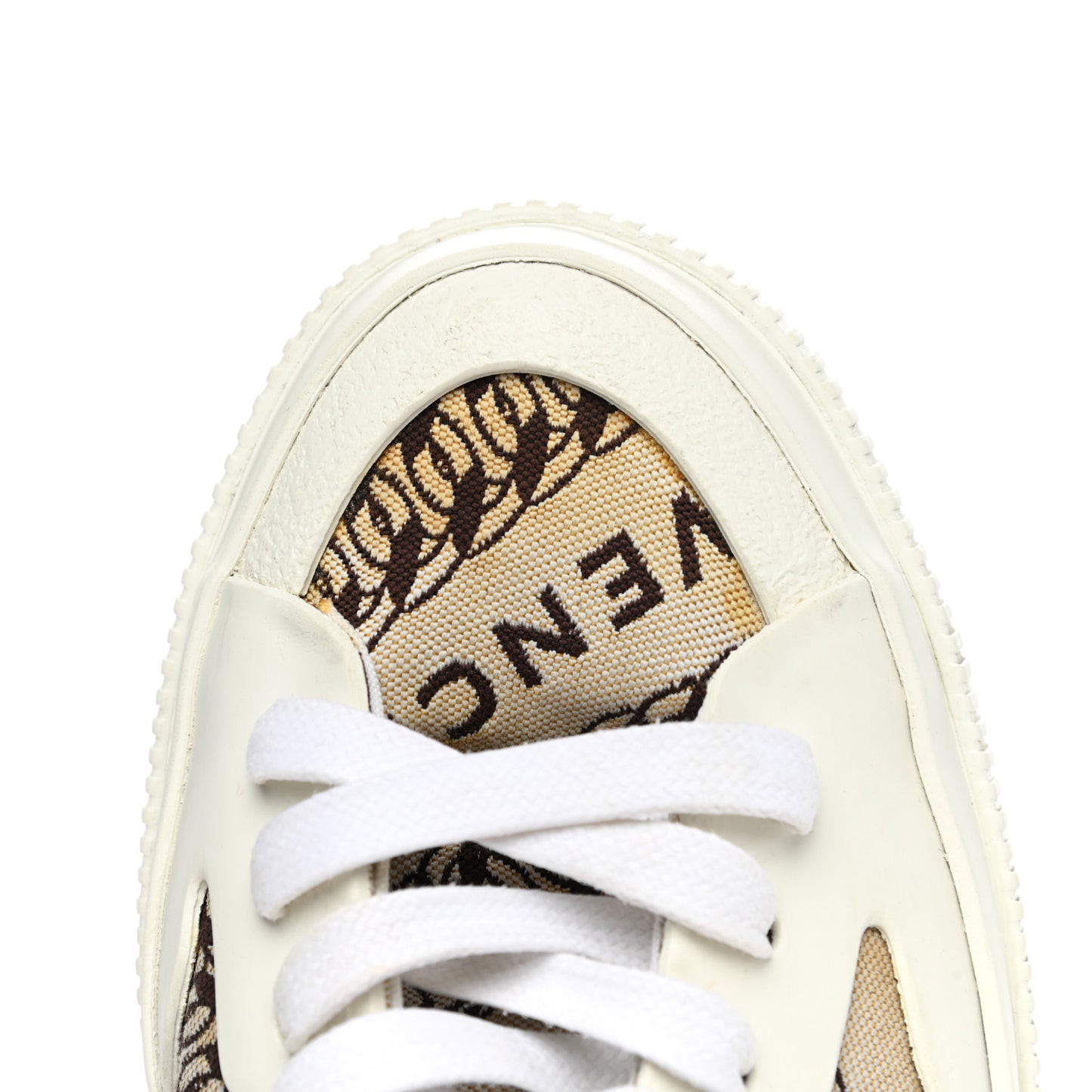 Canvas Chain Logo Printed Womens Tennis Sneakers 38 Beige Brown
