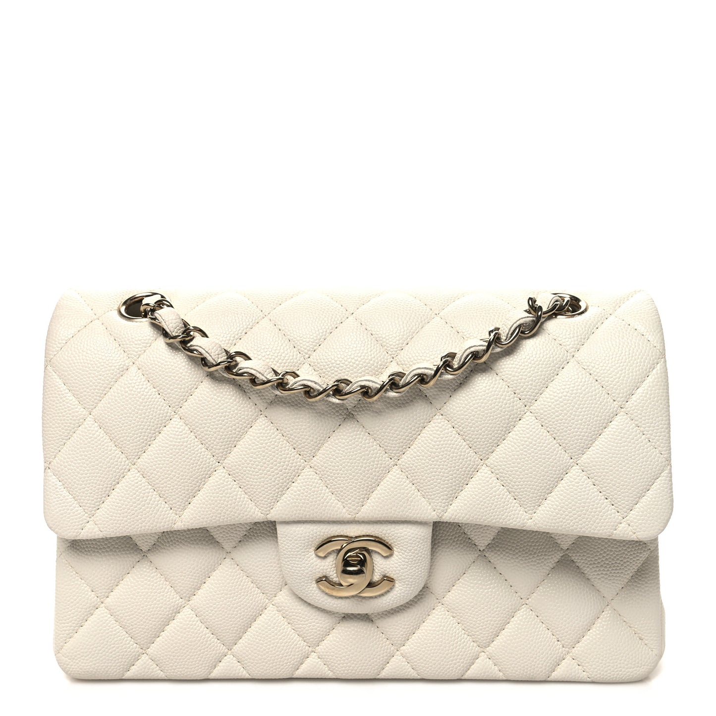 Caviar Quilted Small Double Flap White
