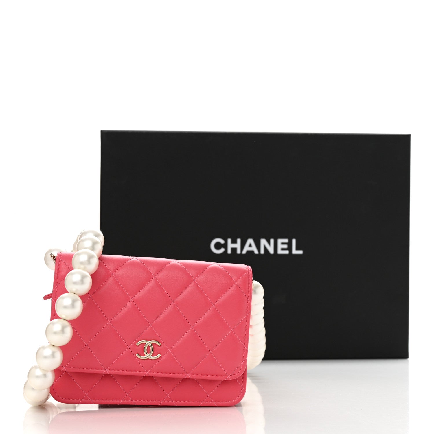 Chanel Calfskin Quilted Mini Maxi Pearls Wallet On Chain WOC Pink 12 of 12
