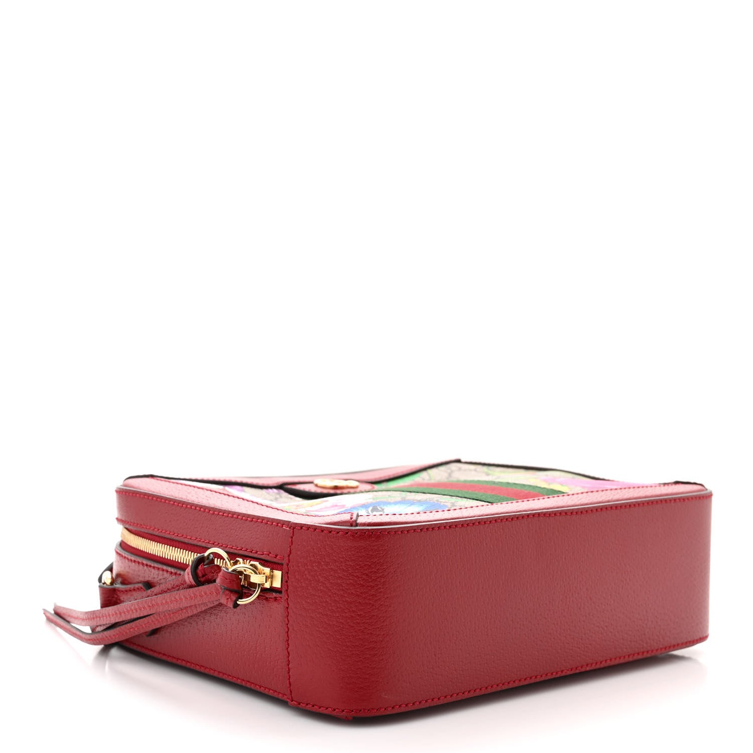 Gucci GG Supreme Monogram Flora Web Small Ophidia Top Handle Shoulder Bag Hibiscus Red 4 of 11