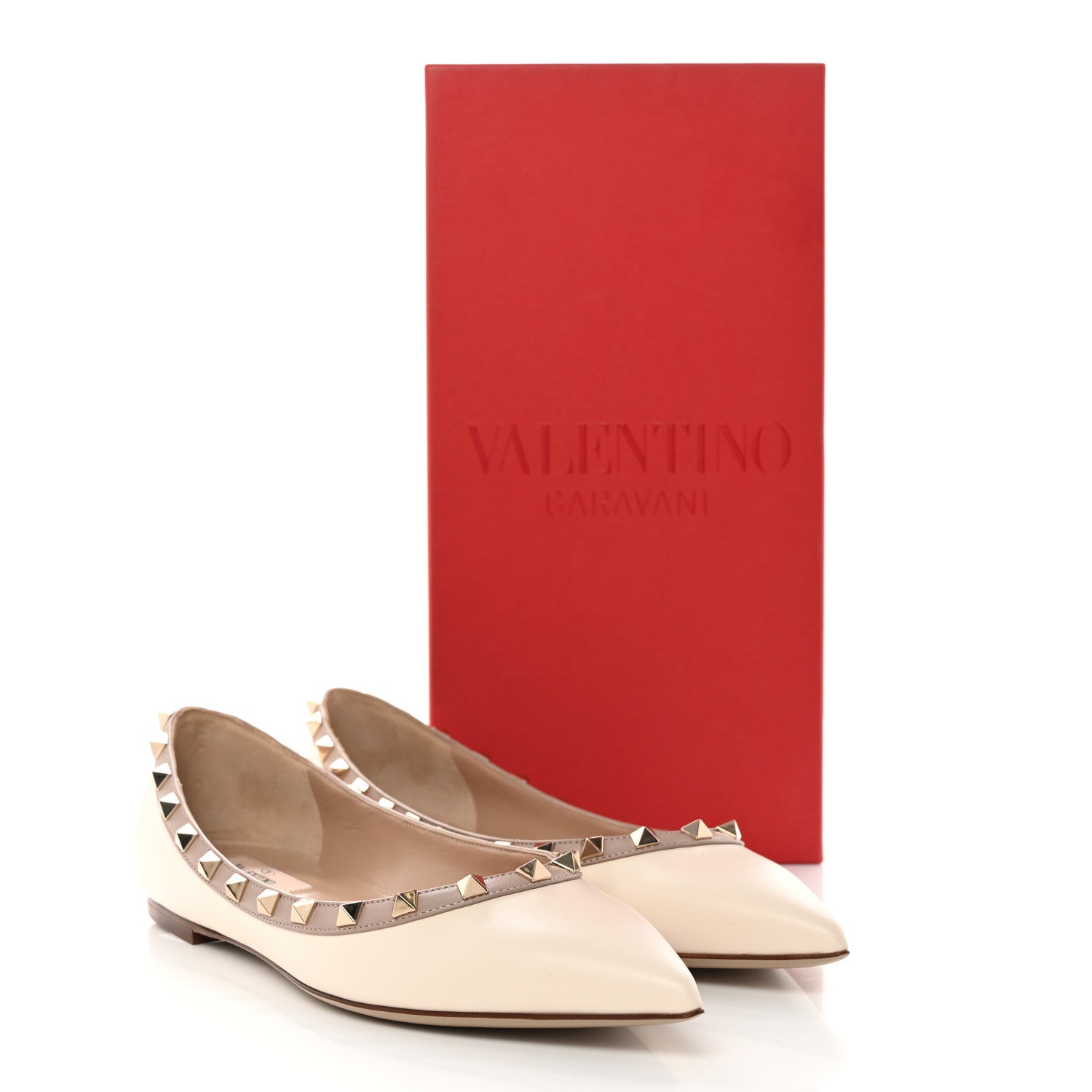Valentino Garavani Nappa Rockstud Ballerina Flats 38.5 Light 39 Ivory Poudre 9 of 9