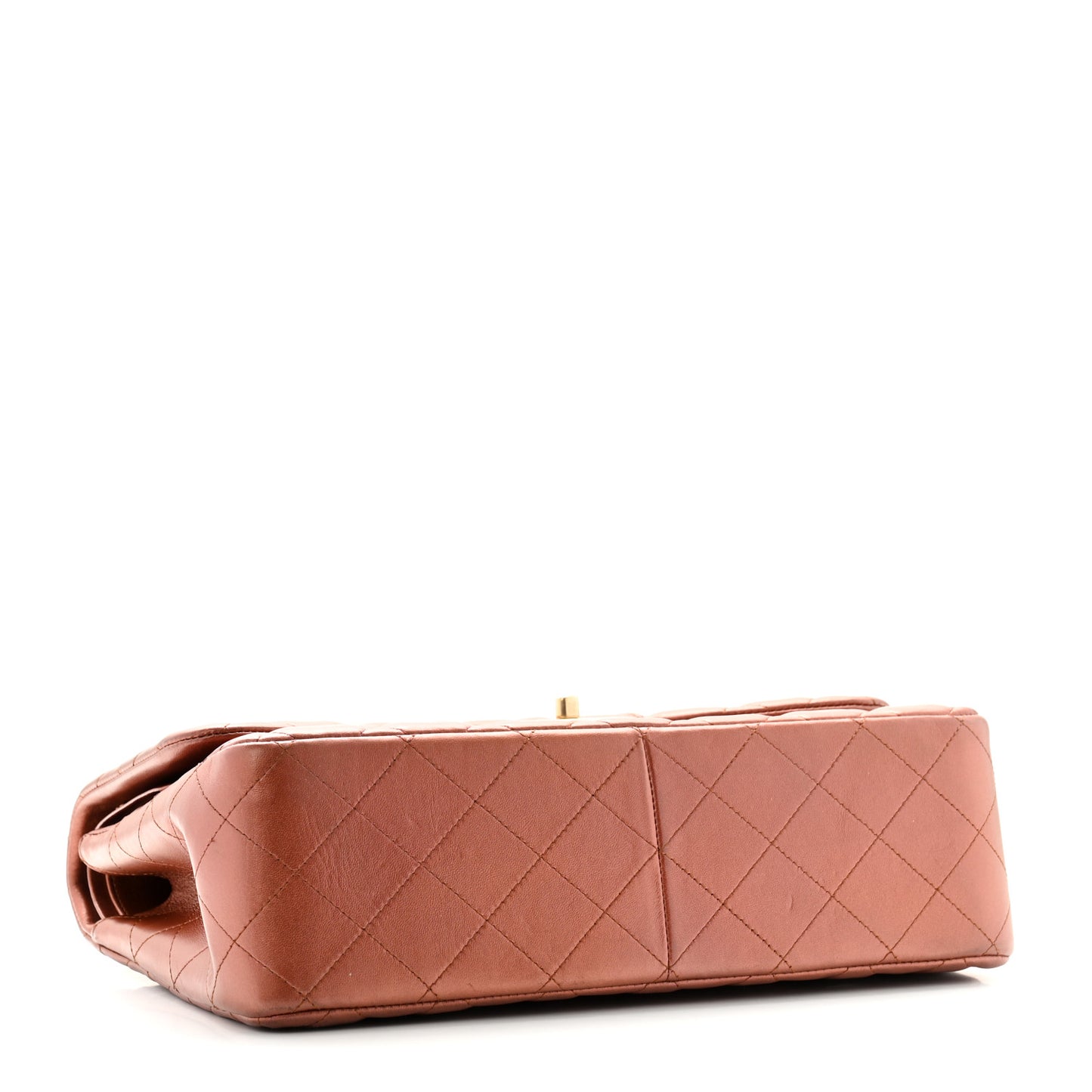 Metallic Lambskin Quilted Jumbo Double Flap Copper