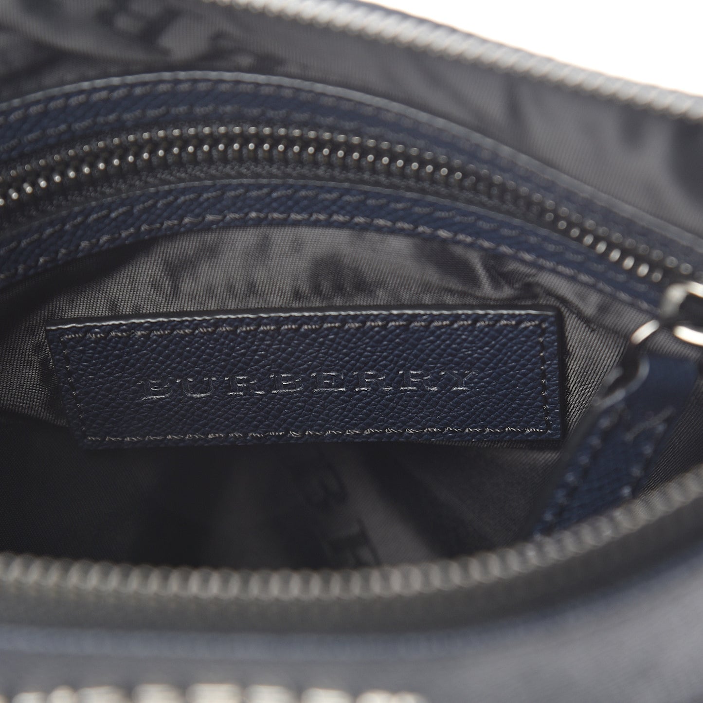 Grainy Calfskin Nylon Crossbody Bag Navy