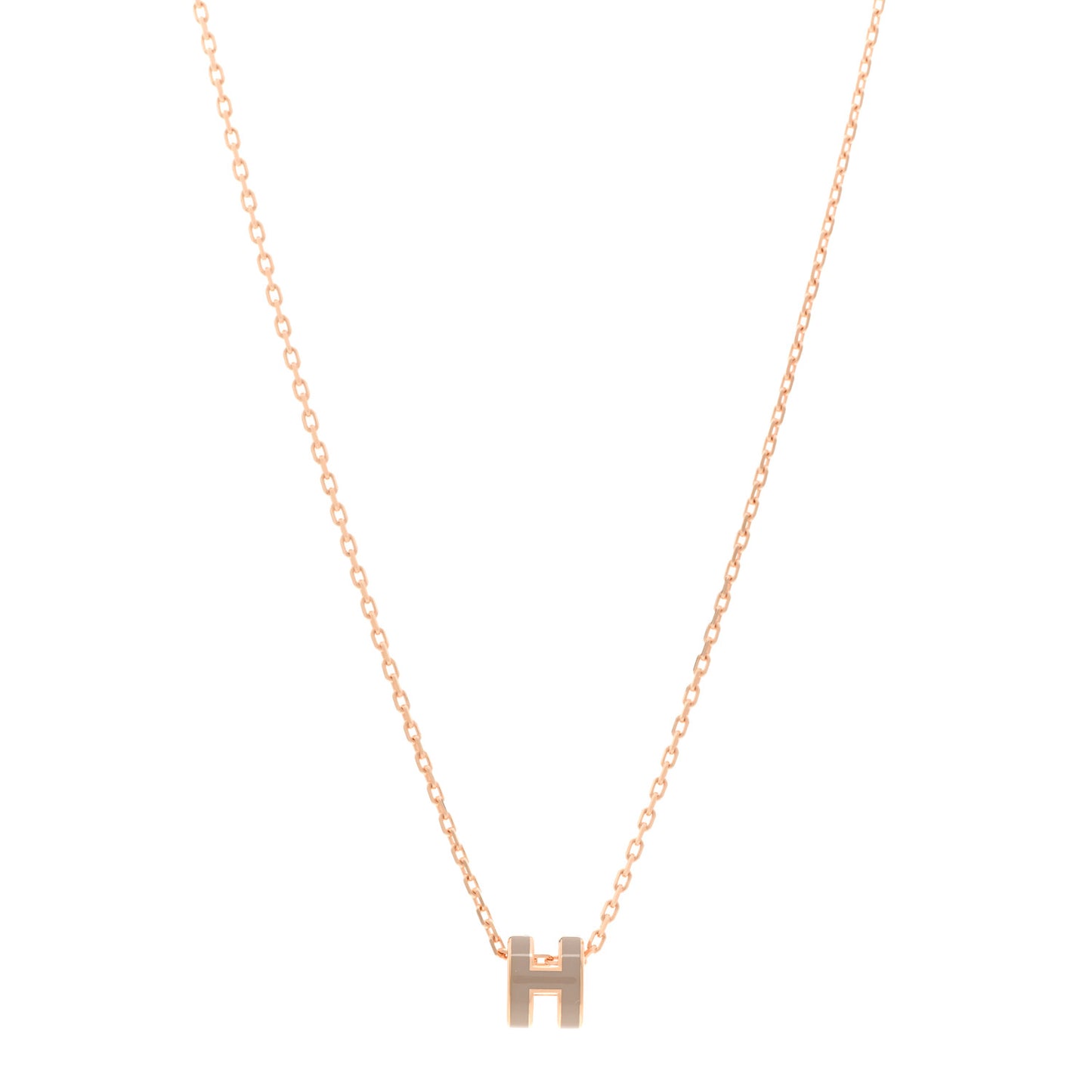 Lacquered Rose Gold Mini Pop H Pendant Necklace Marron Glace