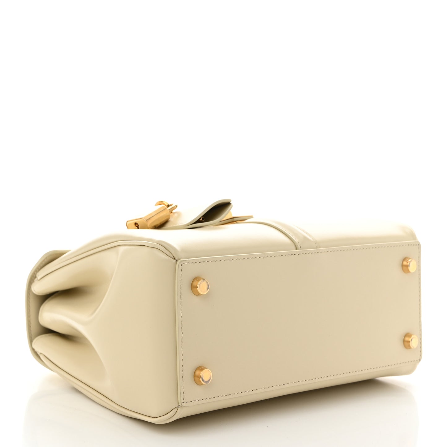 Grained Calfskin Small 16 Top Handle Bag Beige