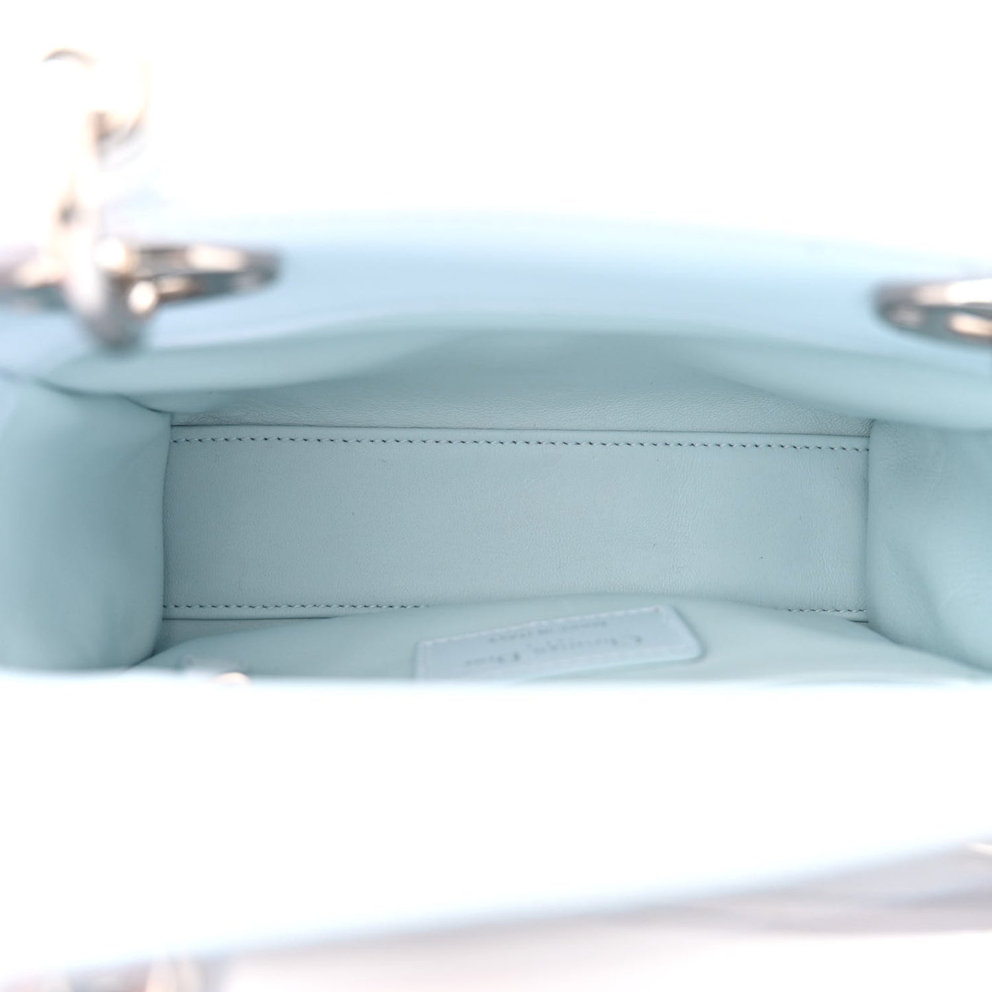 Lambskin Cannage Mini Lady Dior Crystal Strap Light Blue