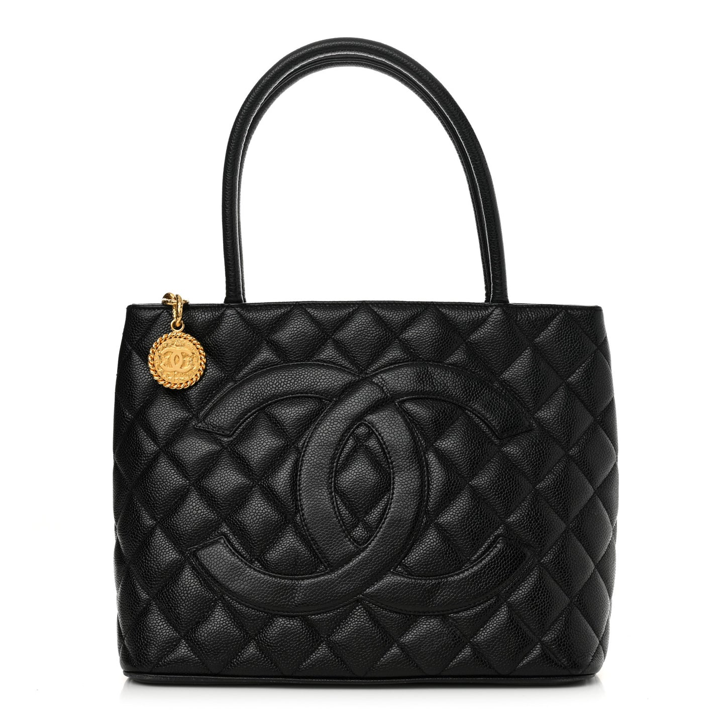 Caviar Quilted Medallion Tote Black