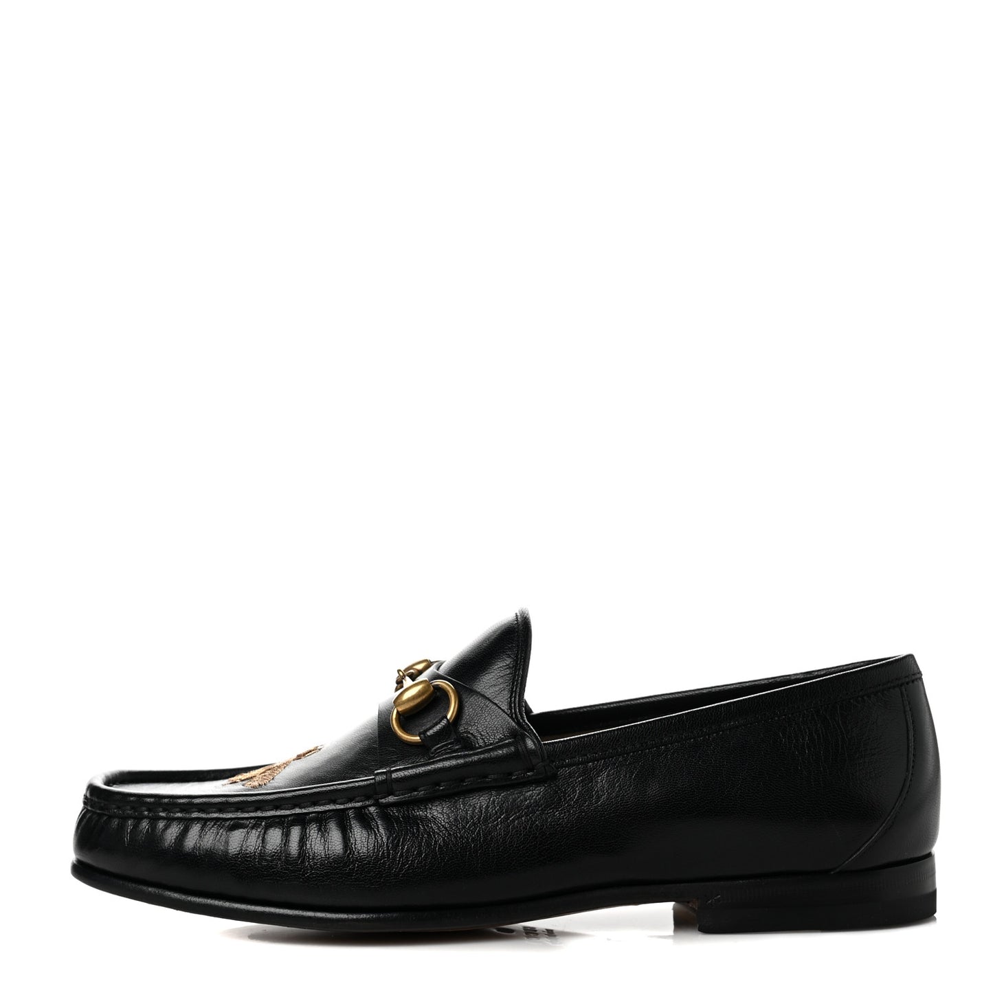 Calfskin Mens Bee Embroidered Roos Horsebit Loafers 7 Black