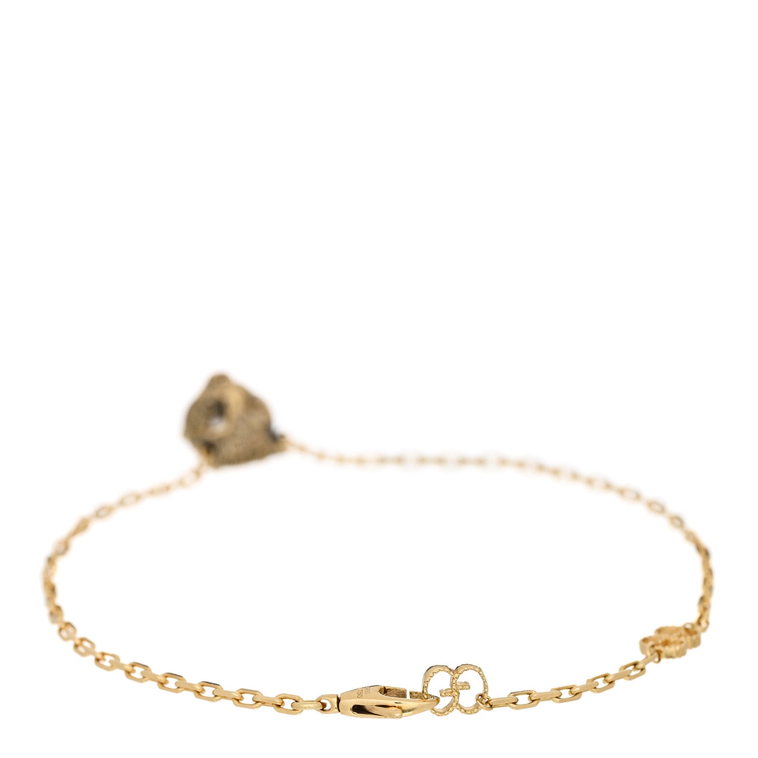 Gucci 18K Yellow Gold Diamond Pink Opal Le Marche des Merveilles Feline Bracelet 2 of 7