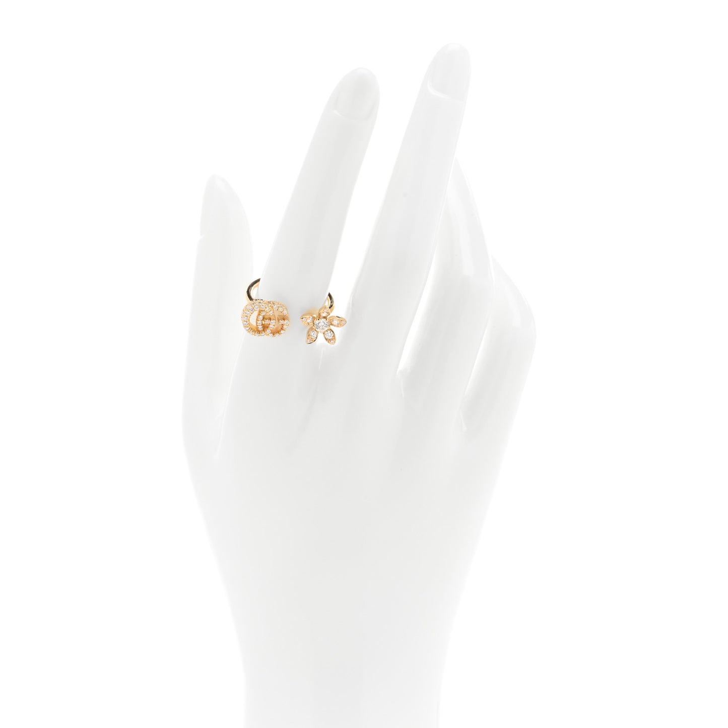 18K Yellow Gold Diamond Flora Open Ring 54 7