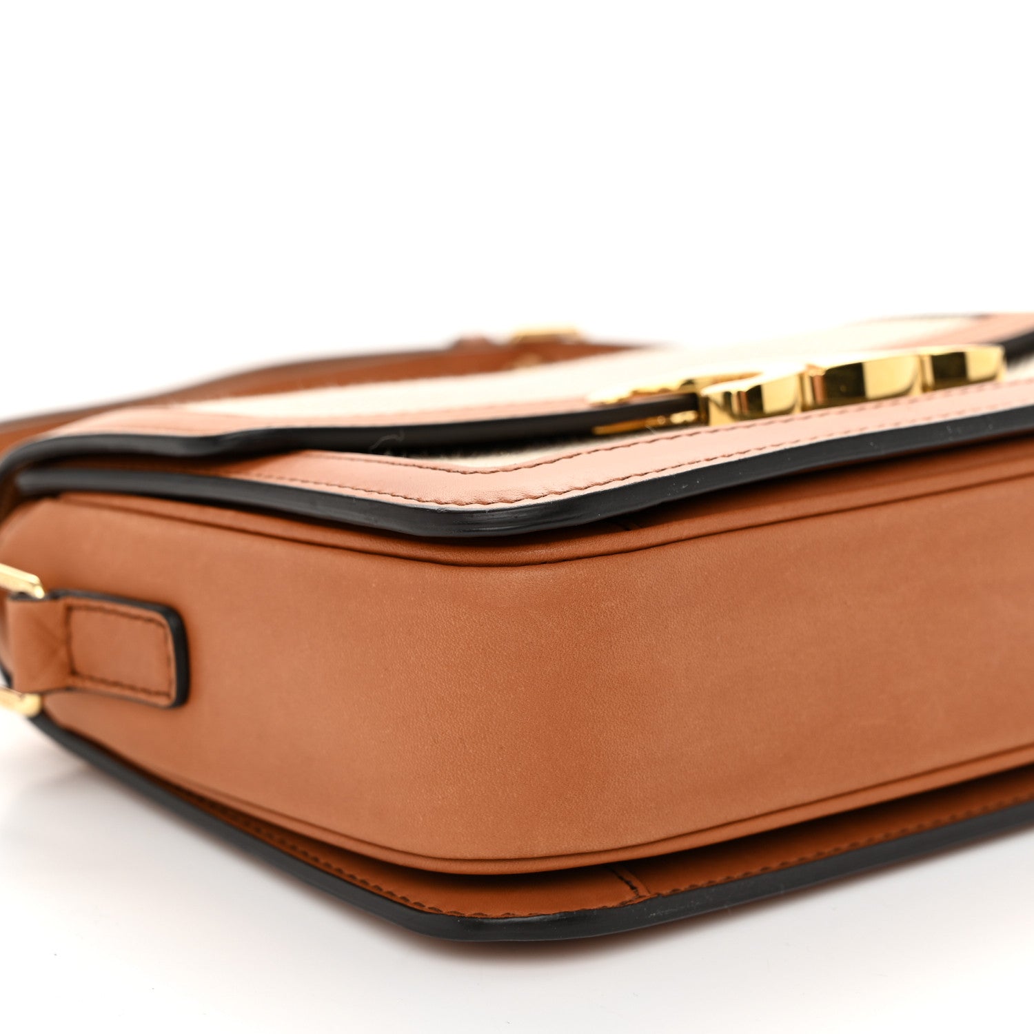 Celine Textile Natural Calfskin Classique Triomphe White Tan 10 of 12