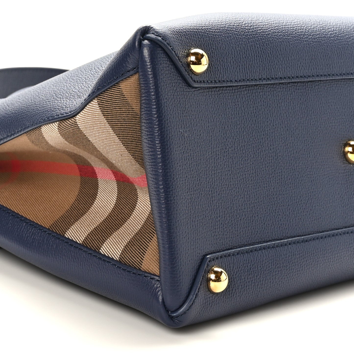 Derby Calfskin House Check Medium Banner Tote Ink Blue