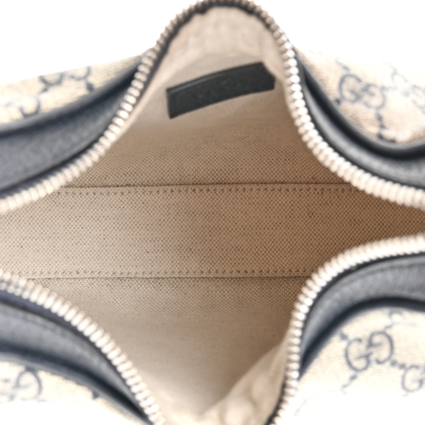 GG Supreme Monogram Textured Calfskin Web Small Attache Shoulder Bag Beige Blue