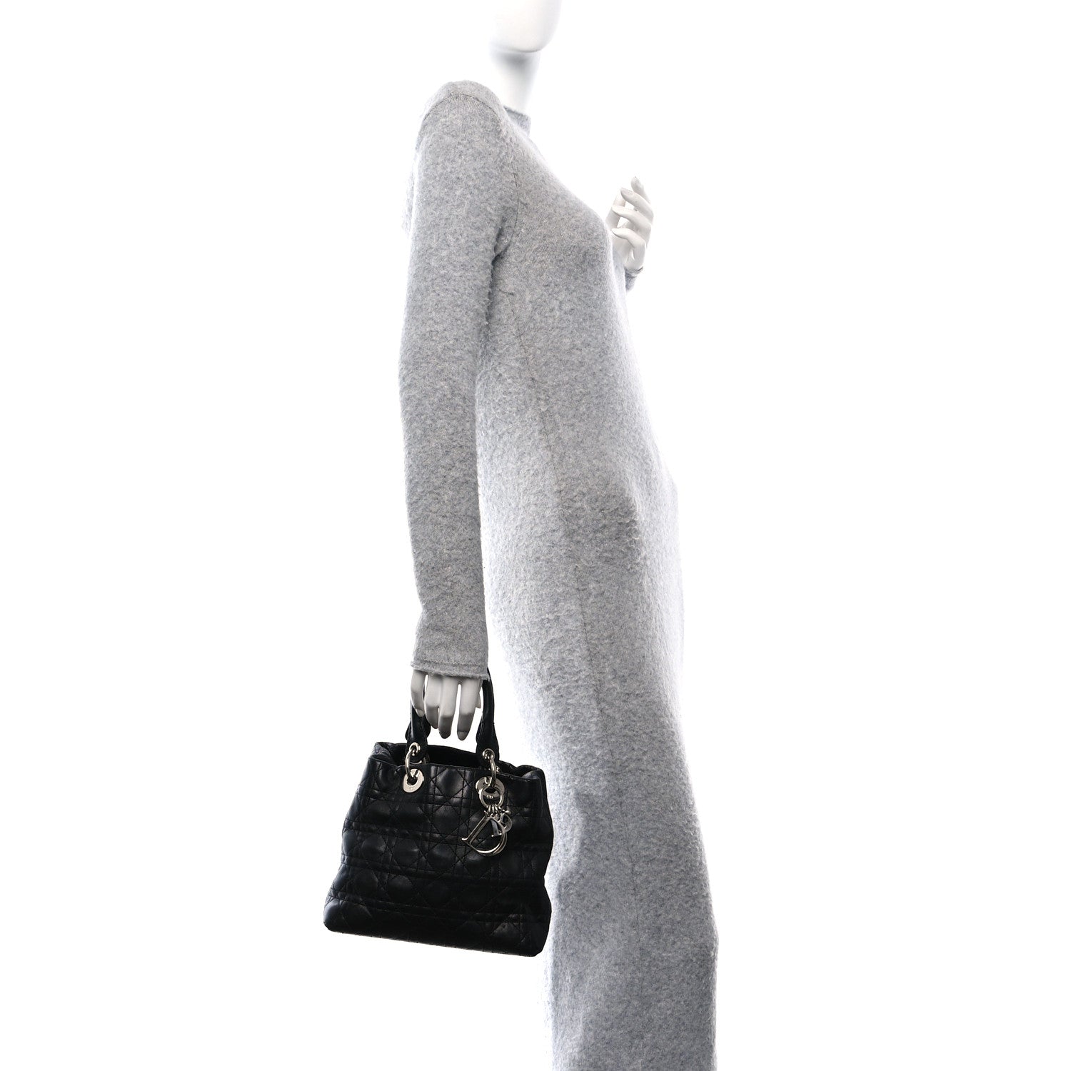 Christian Dior Lambskin Cannage Small Soft Lady Dior Tote Black 2 of 13