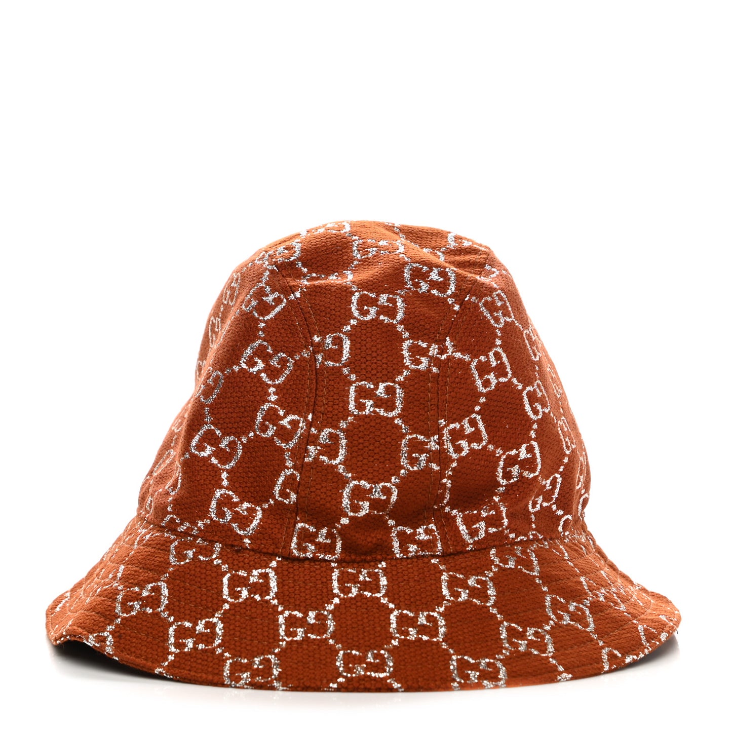 Canvas Lame GG Monogram Bucket Hat S Burnt Orange Silver
