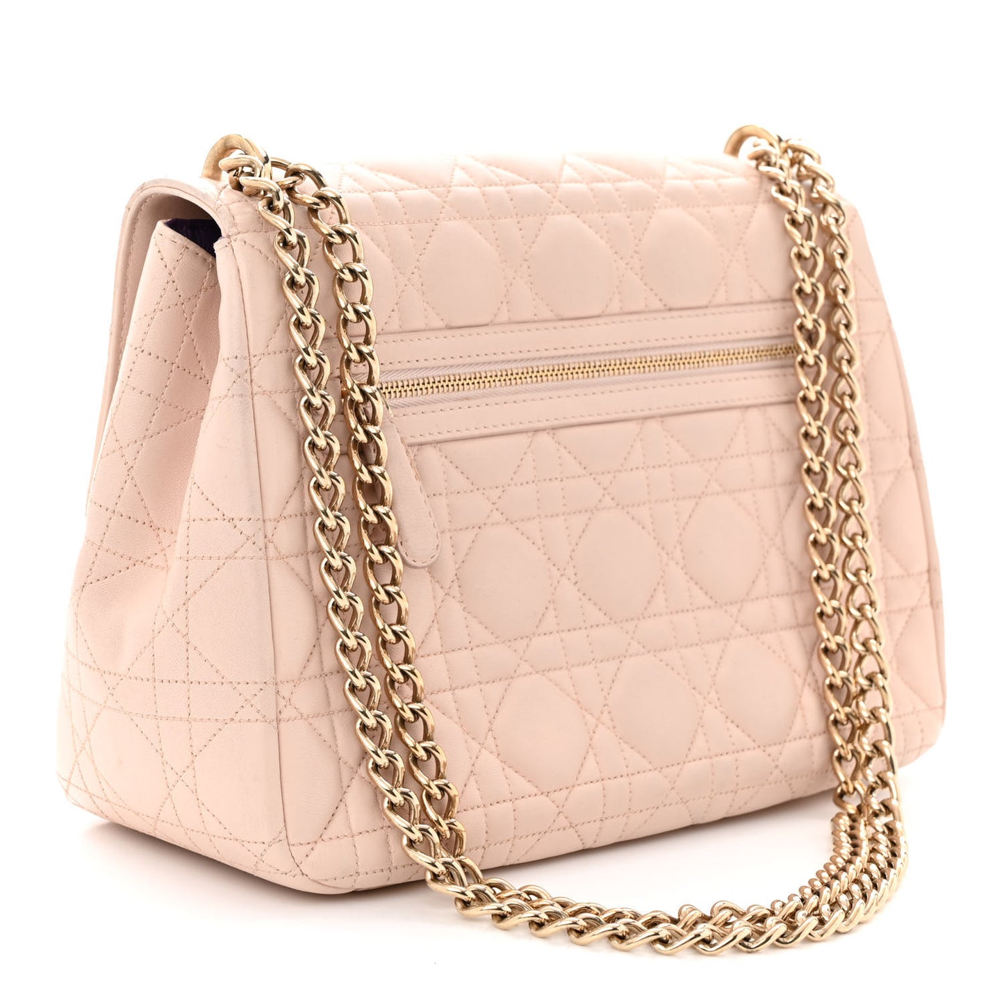 Lambskin Cannage Large Miss Dior Flap Rose Poudre