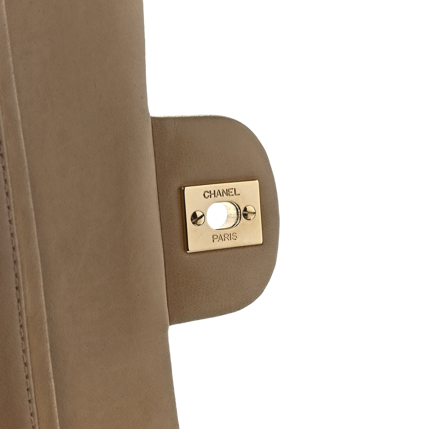 Lambskin Quilted Medium Double Flap Beige