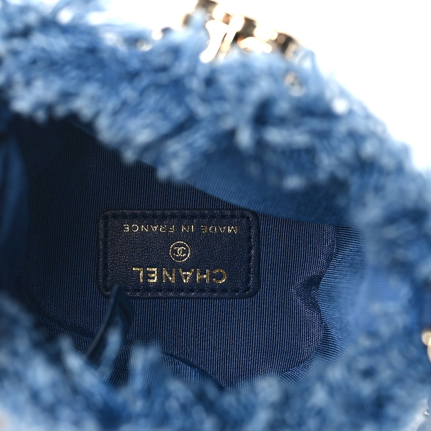 Denim Quilted Mood Mini Bucket With Chain Blue Multicolor