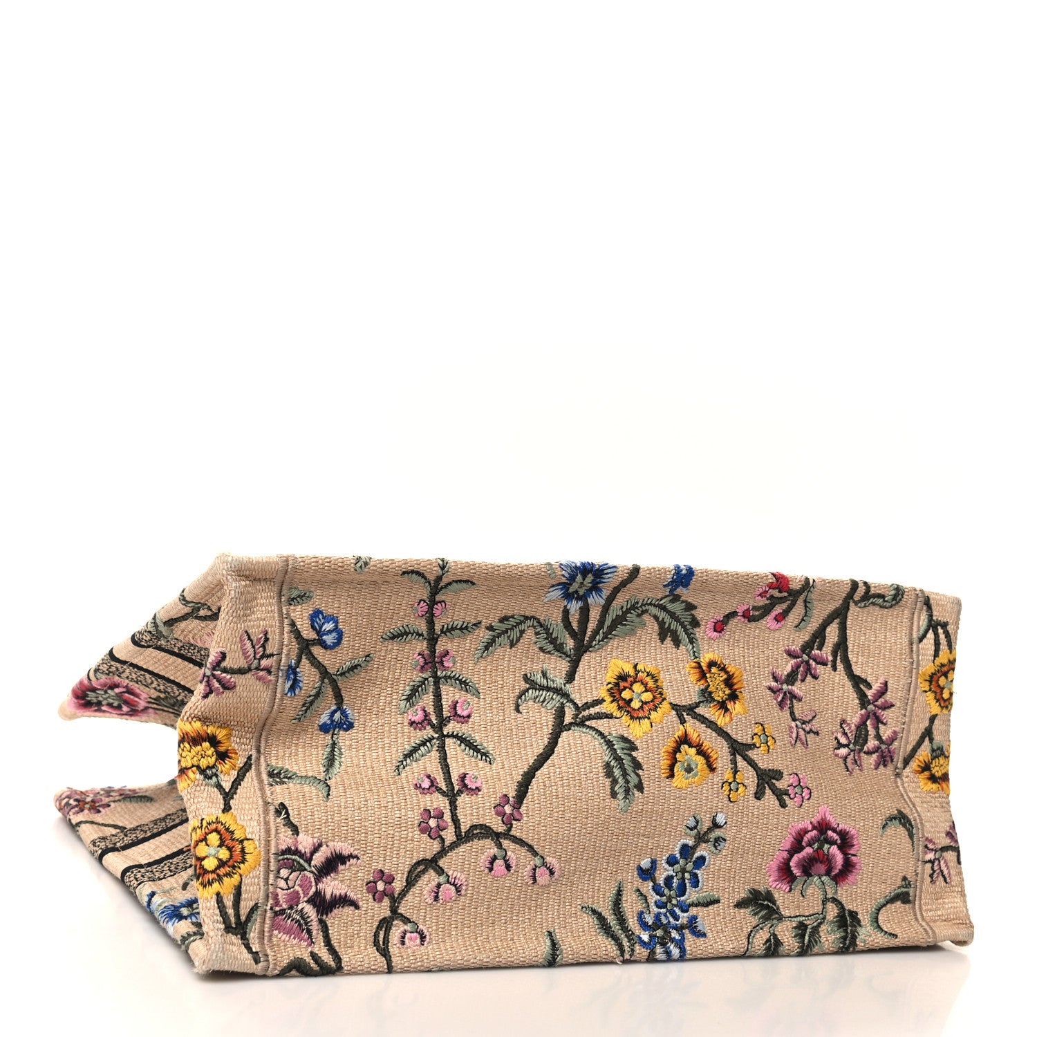 Christian Dior Raffia Embroidered Petites Fleurs Medium Book Tote Natural 4 of 12