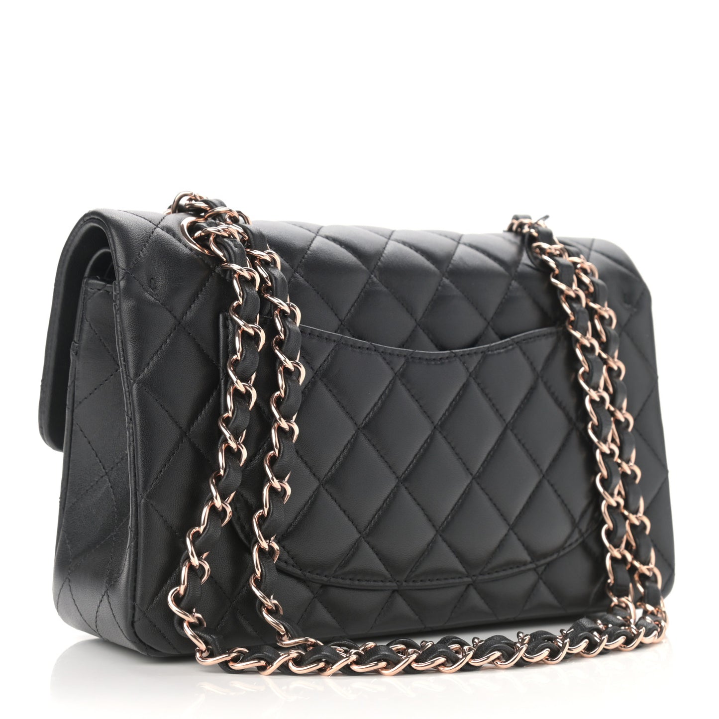 Lambskin Quilted Small Double Flap Black