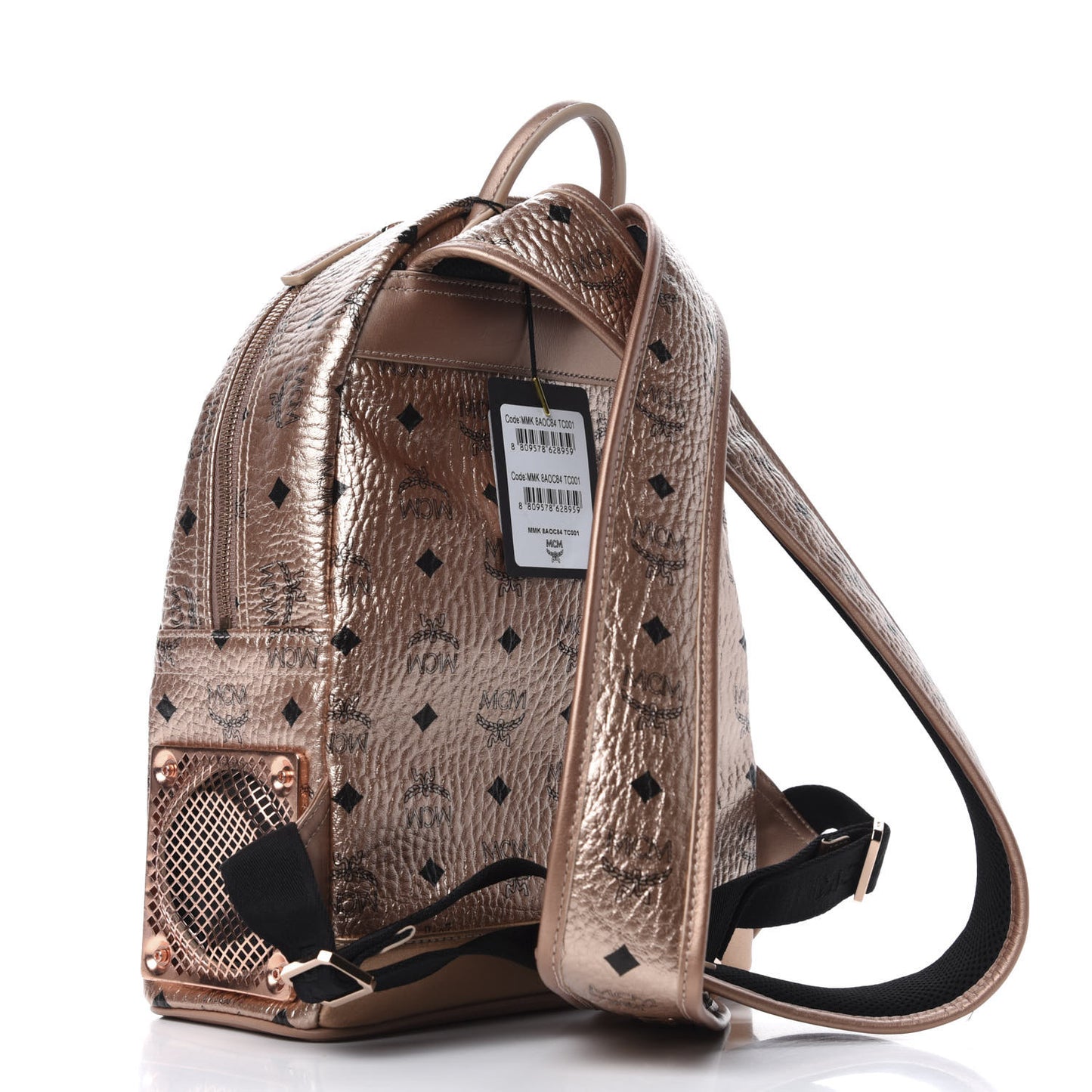 Metallic X Wizpak Visetos Studded Sound System Speaker Backpack Champagne Gold