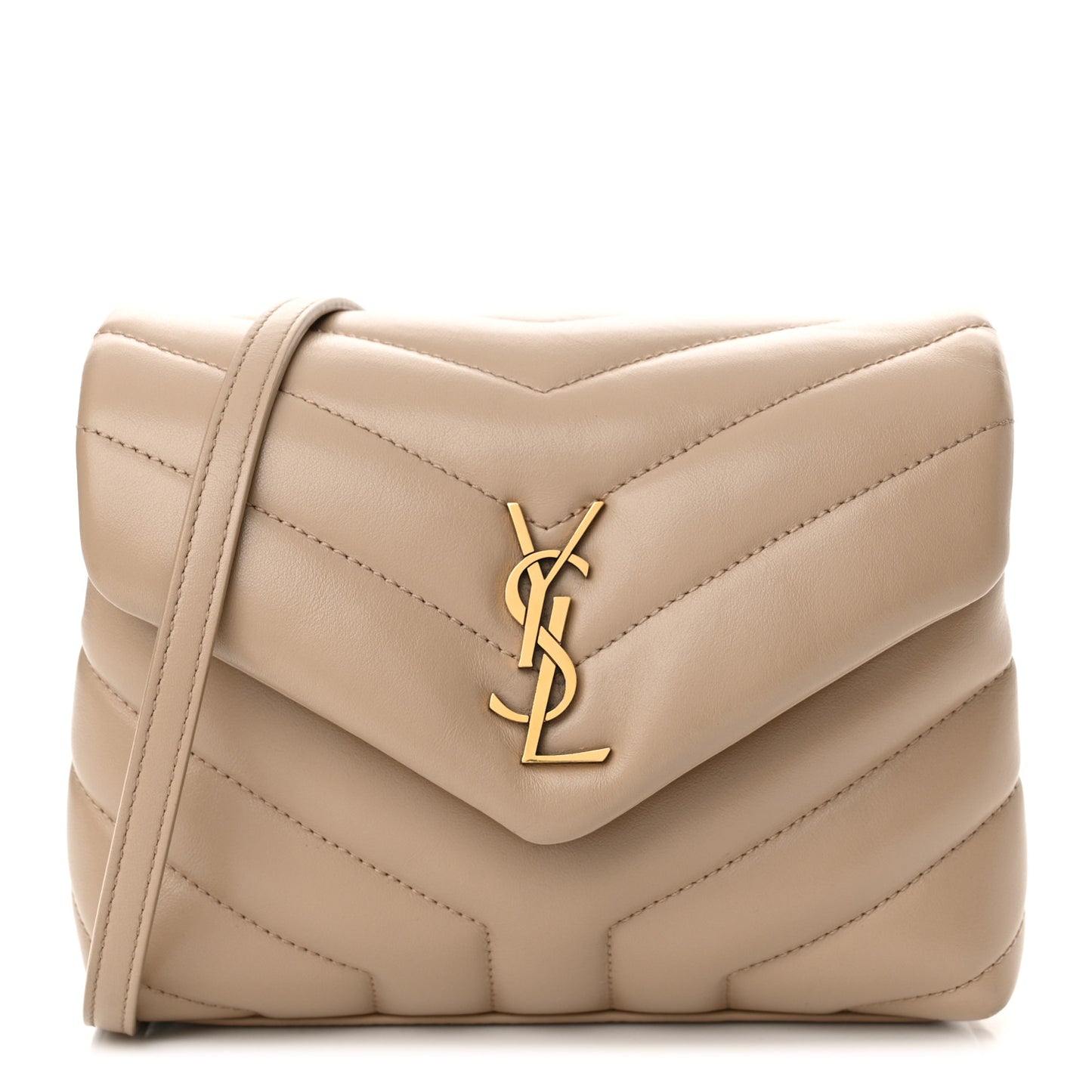 Calfskin Y Quilted Monogram Toy Loulou Crossbody Bag Dark Beige