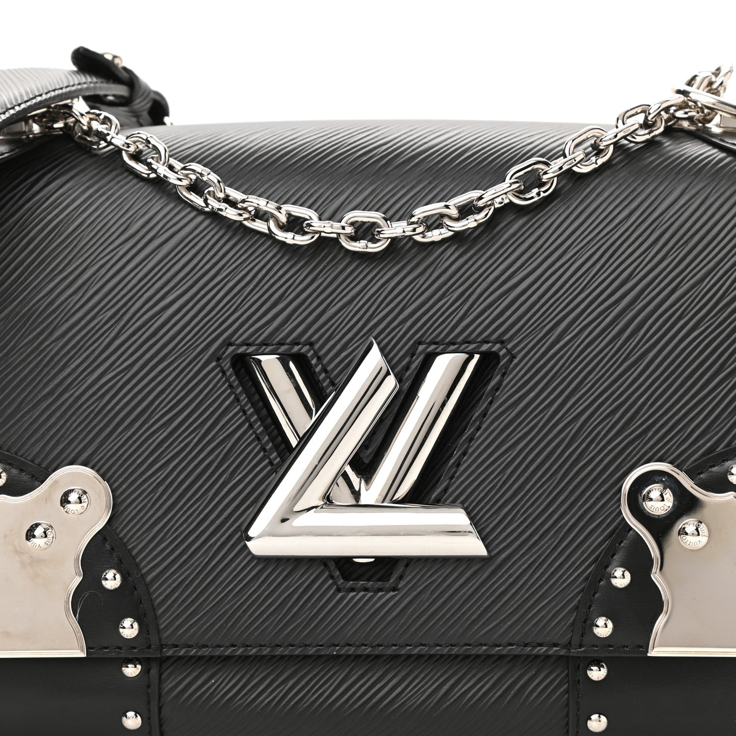 Epi Studded Mirror Twist Shoulder Bag MM Black